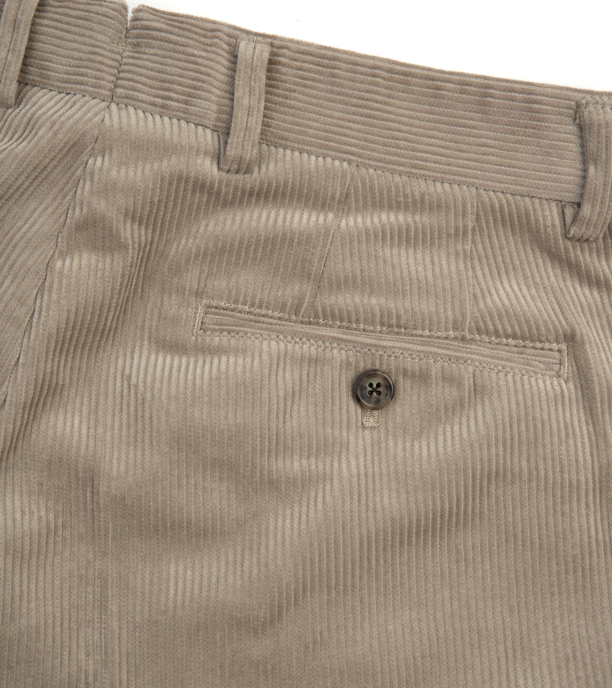 Trunk Hollen Single Pleat Corduroy Trousers: Light Beige