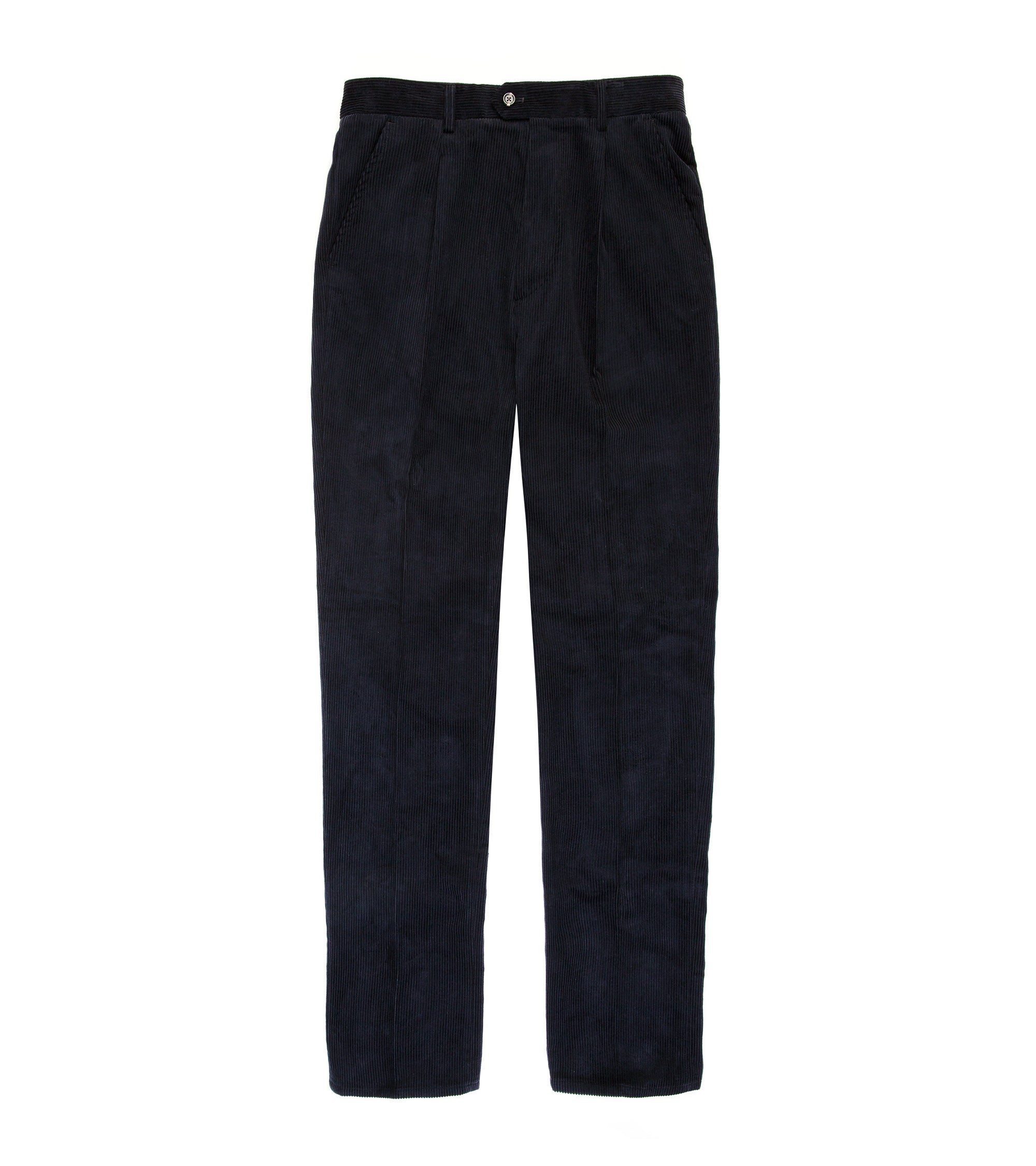 Trunk Hollen Single Pleat Corduroy Trousers: Navy