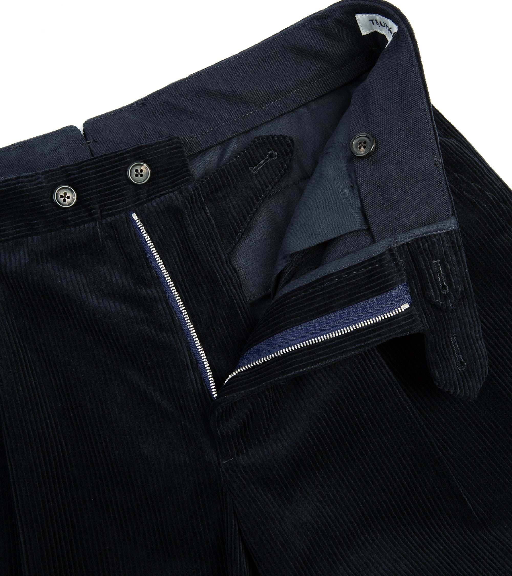 Trunk Hollen Single Pleat Corduroy Trousers: Navy