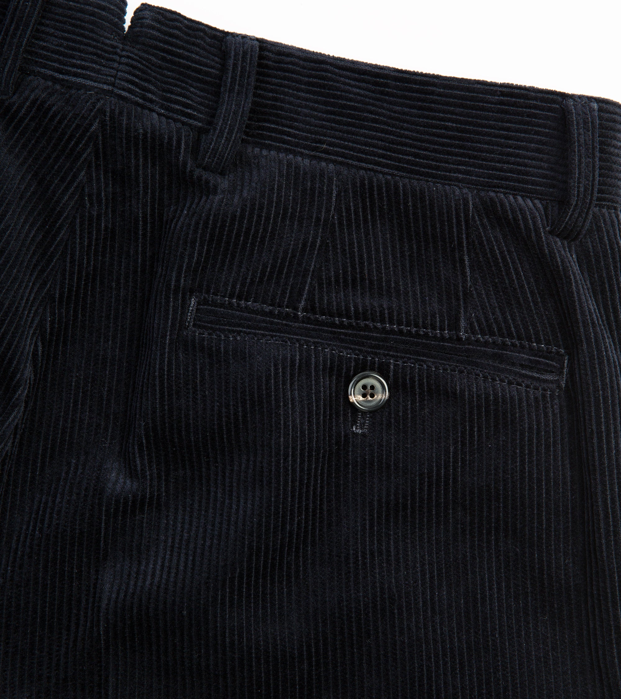 Trunk Hollen Single Pleat Corduroy Trousers: Navy