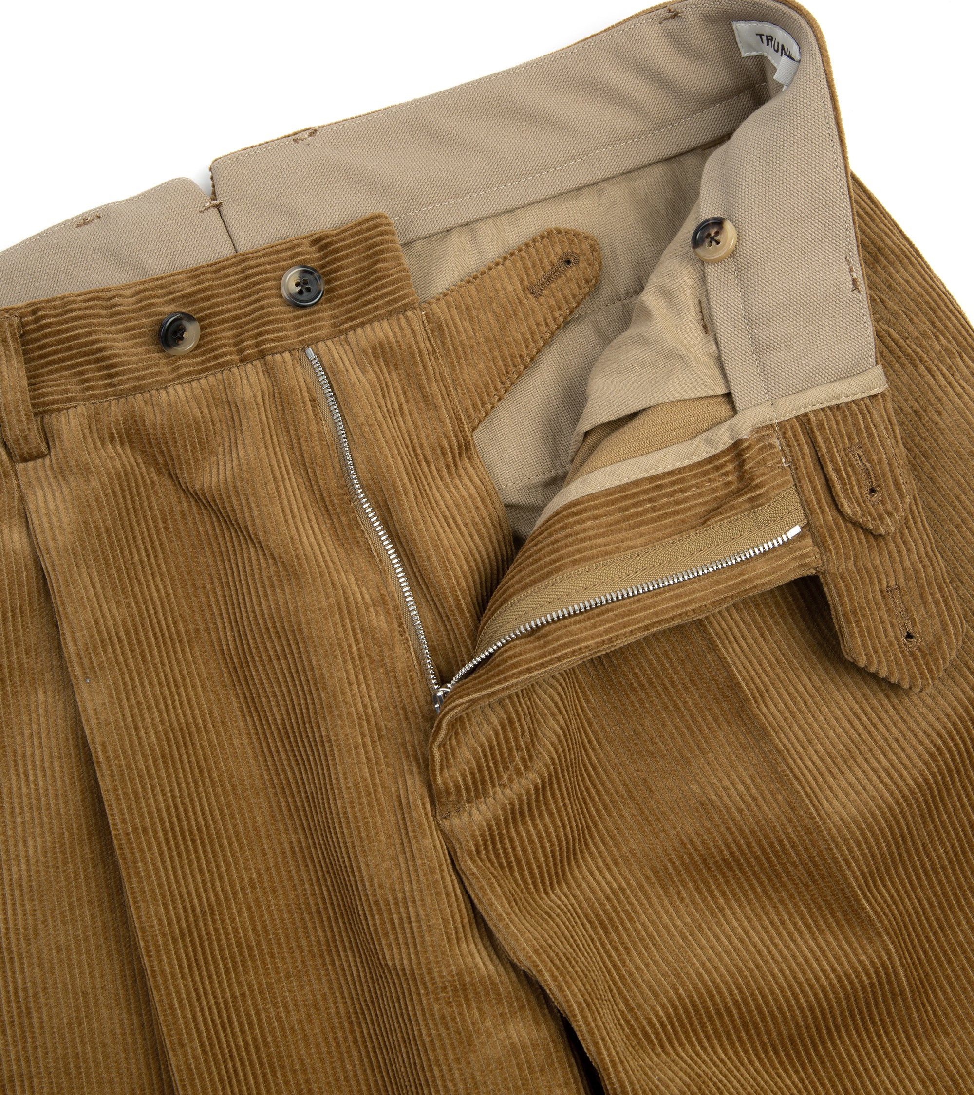 Trunk Hollen Single Pleat Corduroy Trousers: Tan