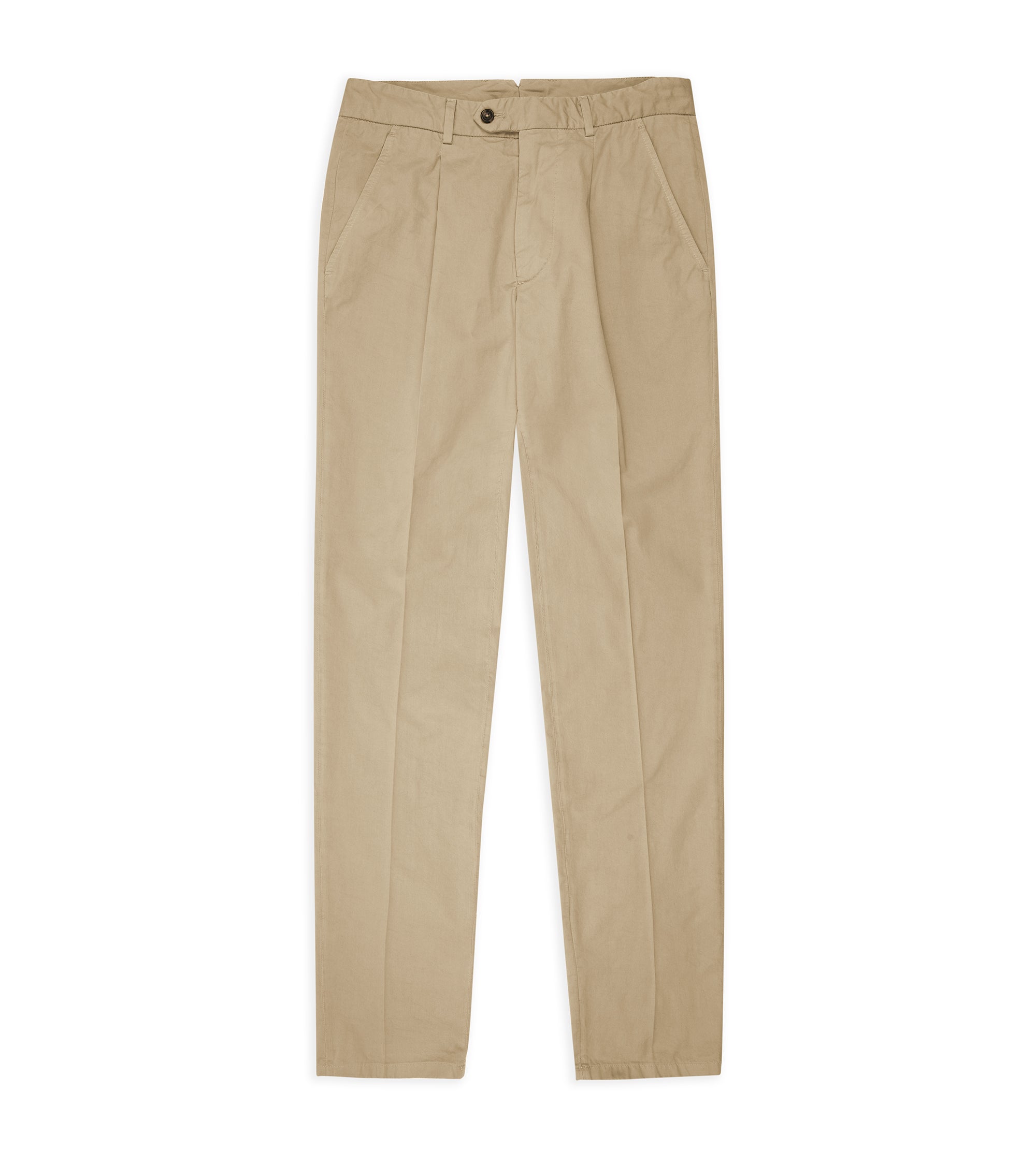 Trunk Hollen Single Pleat Cotton Trousers: Beige