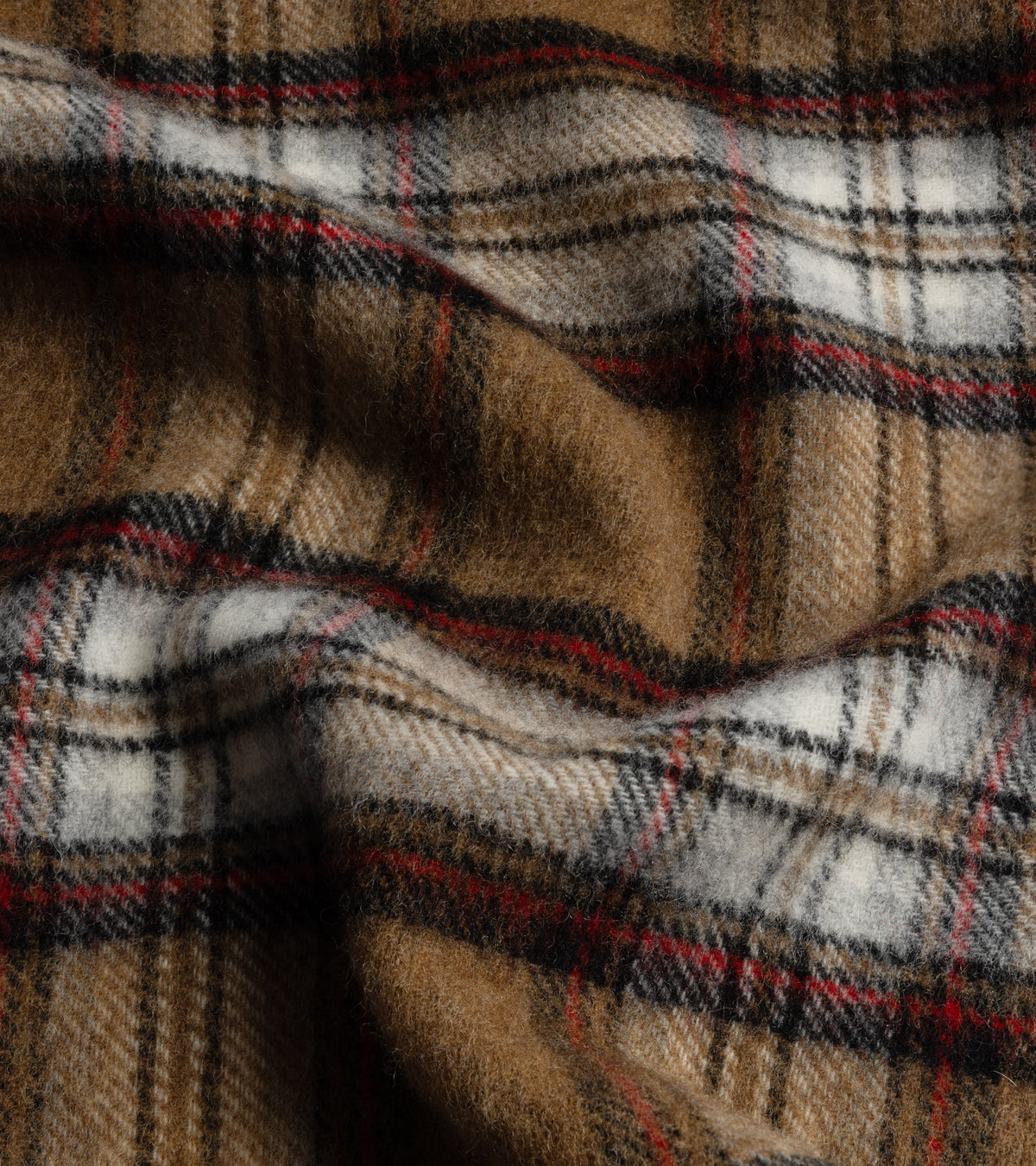 Trunk Moon Merino Check Scarf: Camel/Red