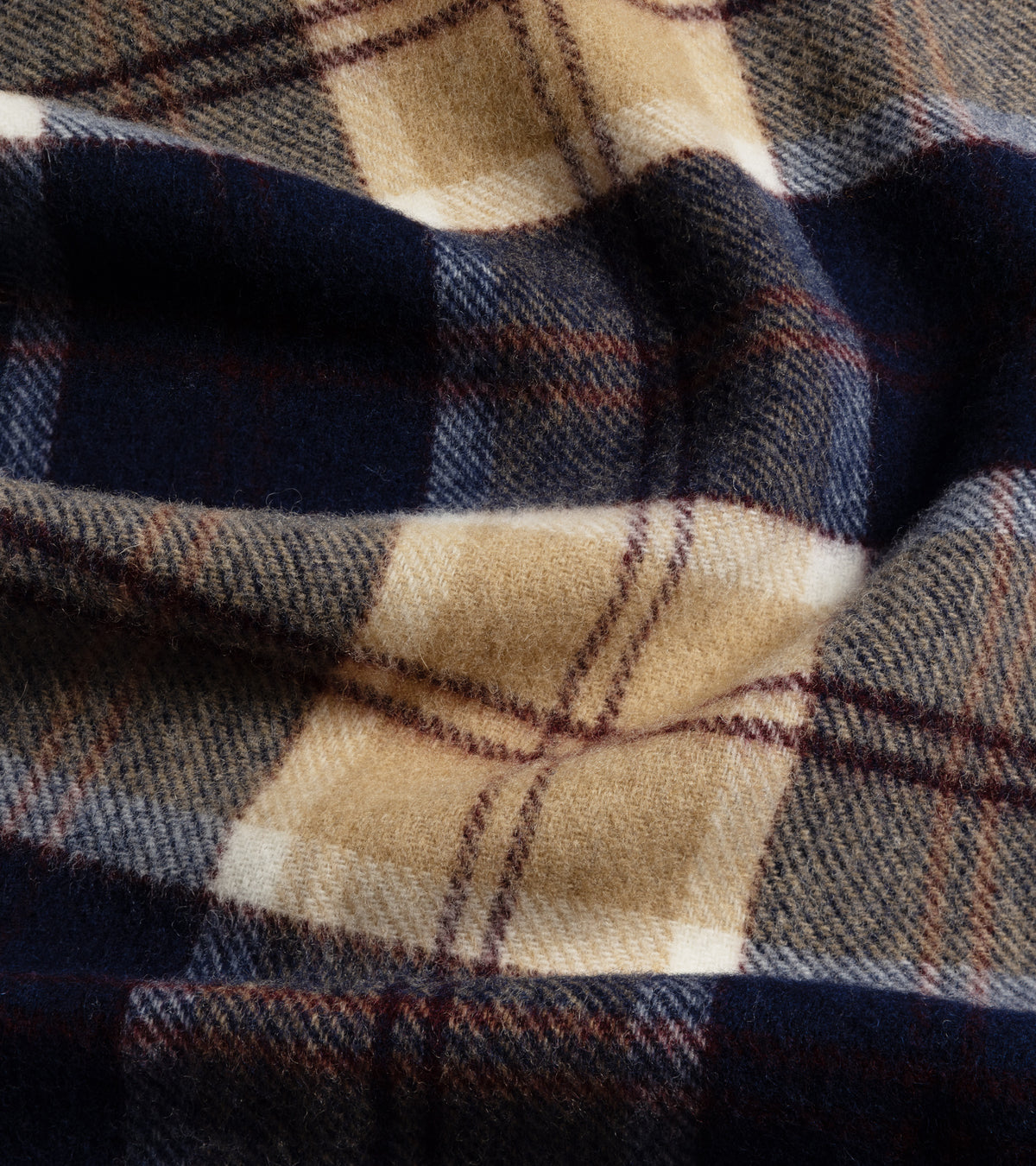 Trunk Moon Merino Check Scarf: Navy/Cream