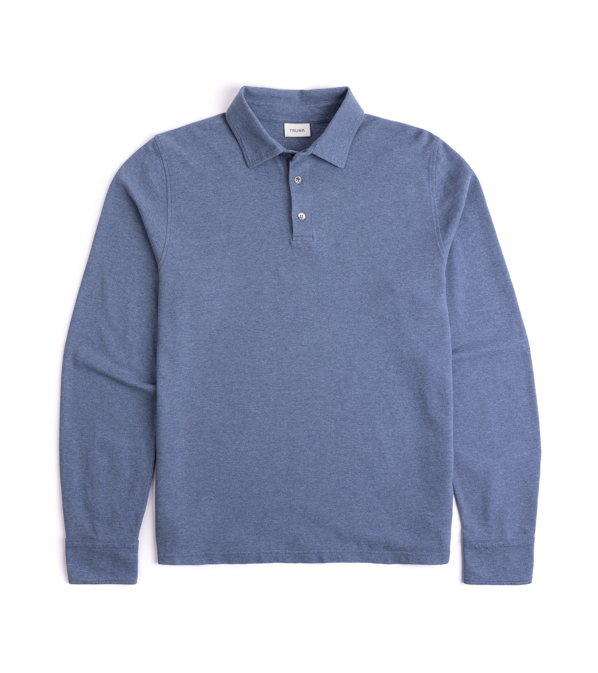 Trunk Moxon Long Sleeve Polo Shirt: Blue Marl