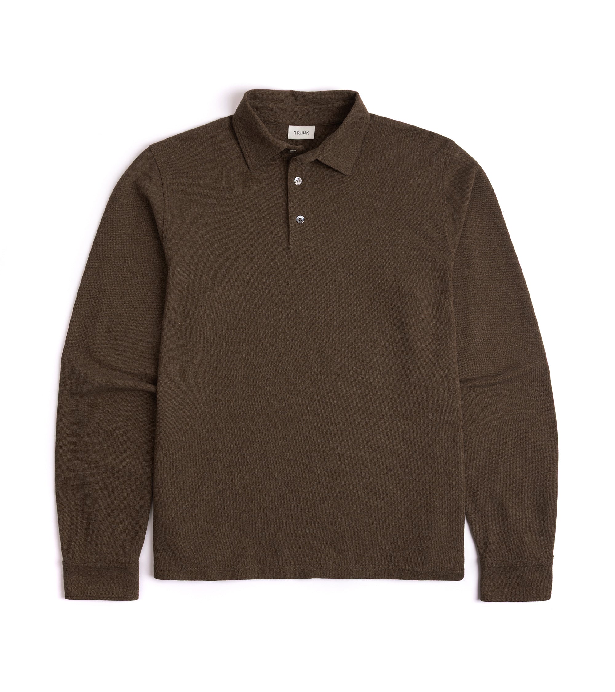 Trunk Moxon Long Sleeve Polo Shirt: Brown Marl