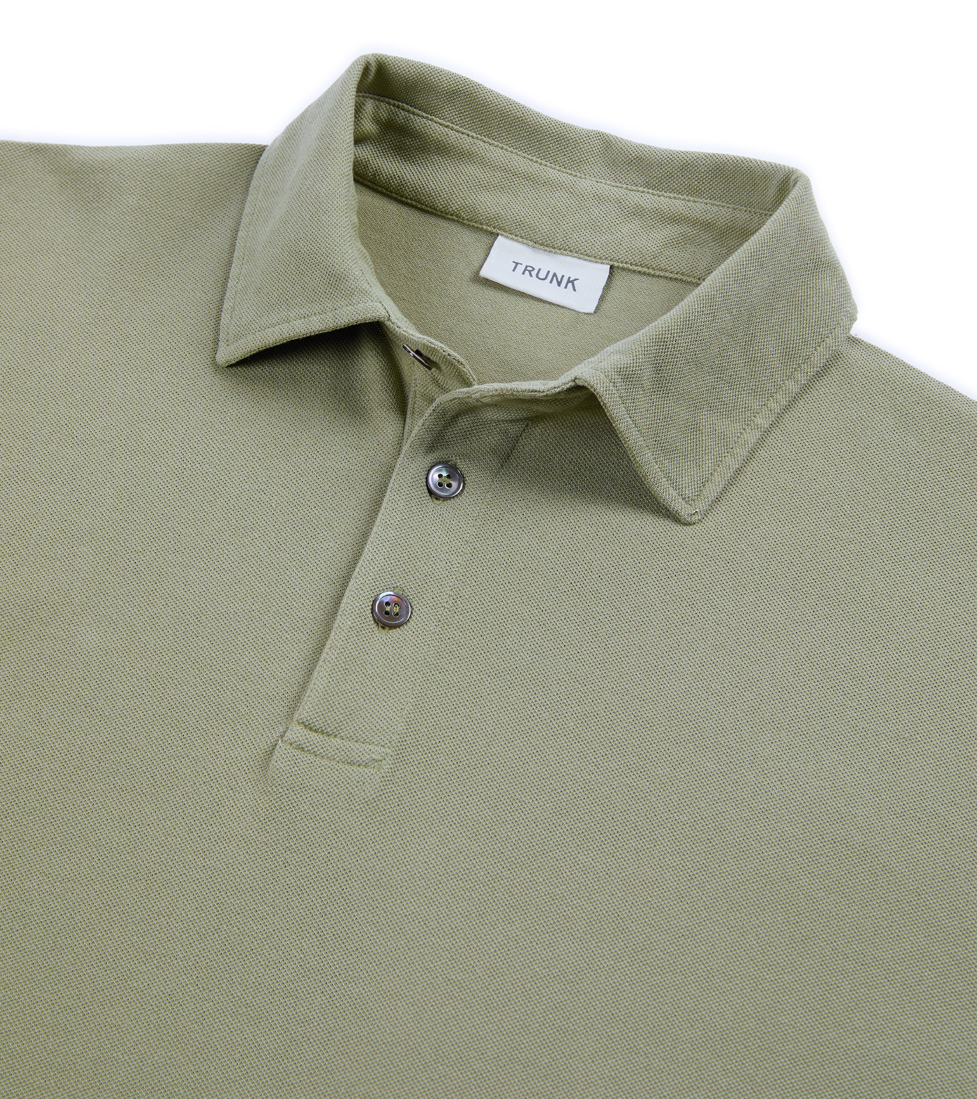 Trunk Moxon Long Sleeve Polo Shirt: Green Tea