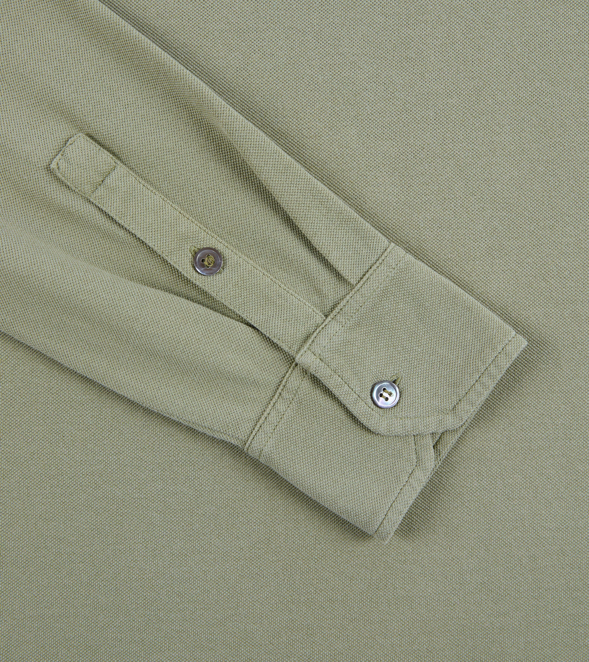 Trunk Moxon Long Sleeve Polo Shirt: Green Tea