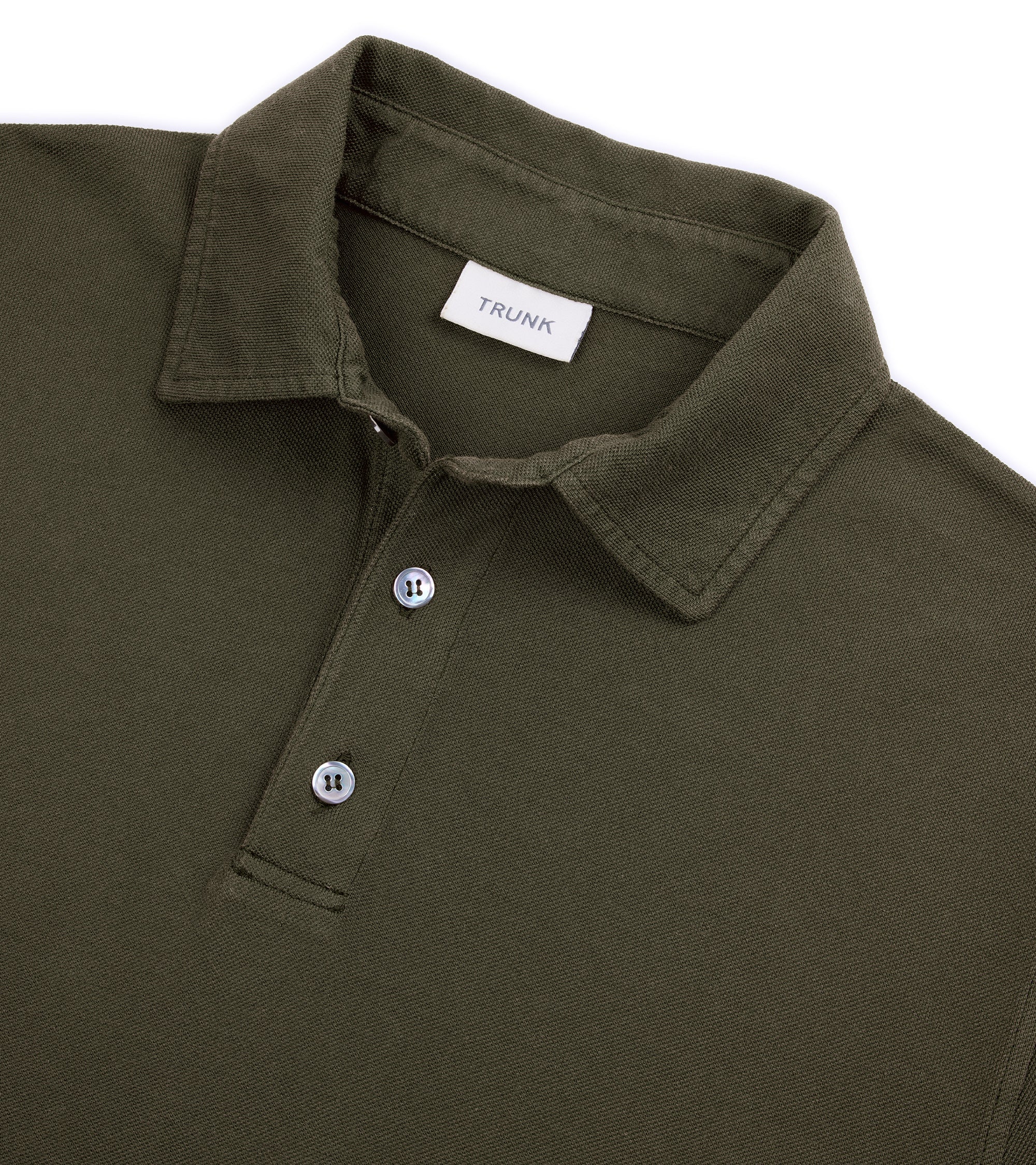 Trunk Moxon Long Sleeve Polo Shirt: Olive Moss