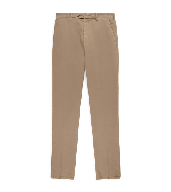 Trunk Palmer Flat Front Cotton Twill Trousers: Dark Beige