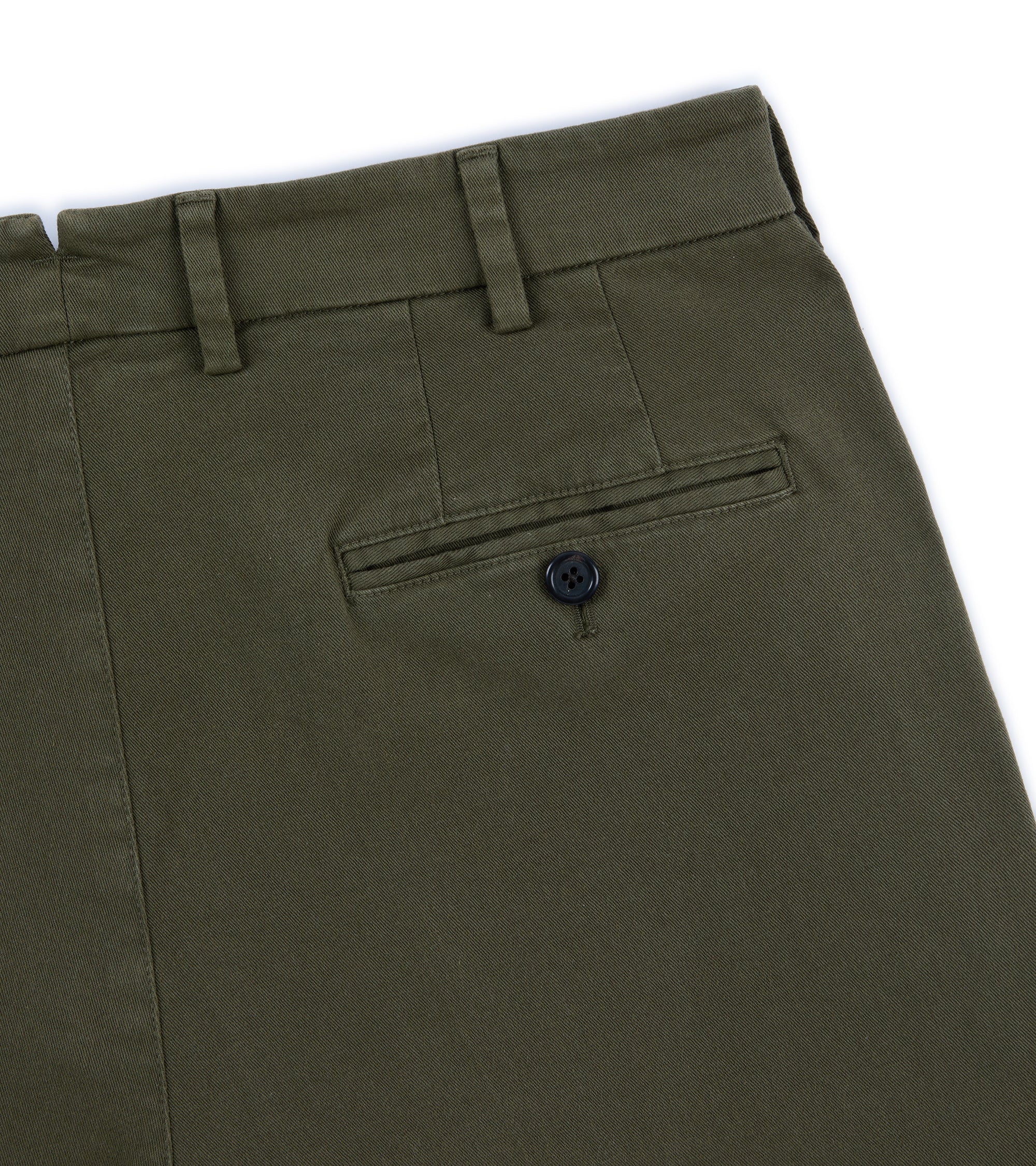 Trunk Palmer Flat Front Cotton Twill Trousers: Olive