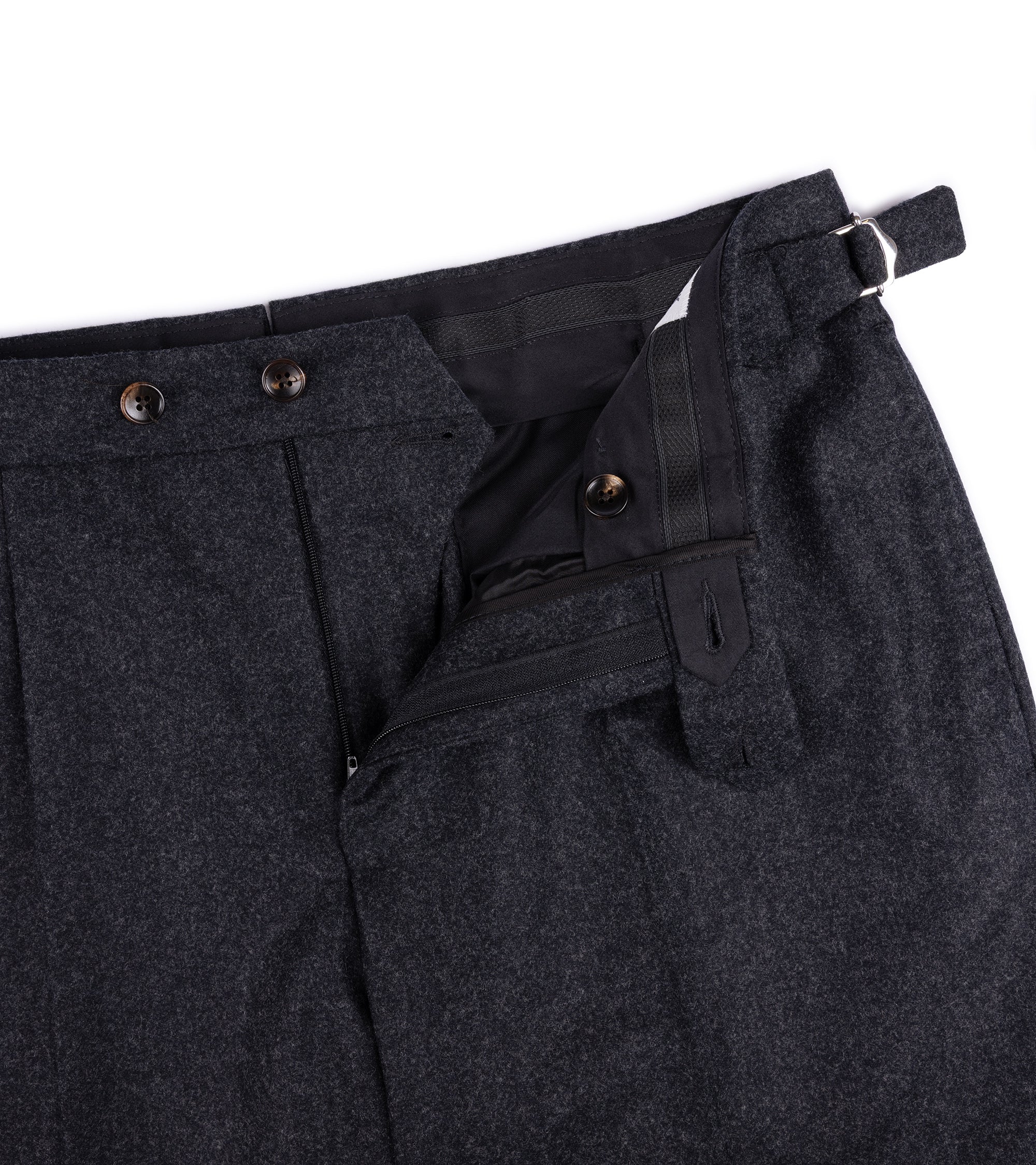 Trunk Warwick Wool Flannel Trousers: Charcoal