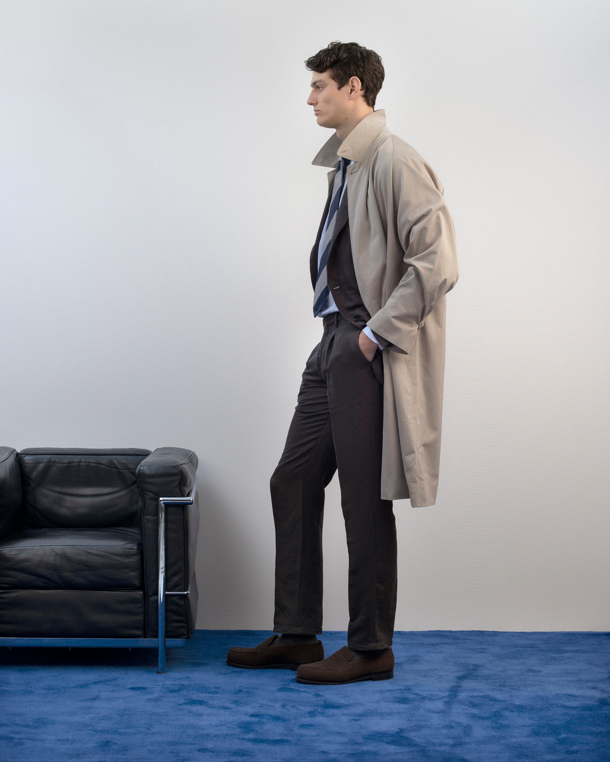 Boglioli Brushed Cotton Linen Suit Trousers: Brown