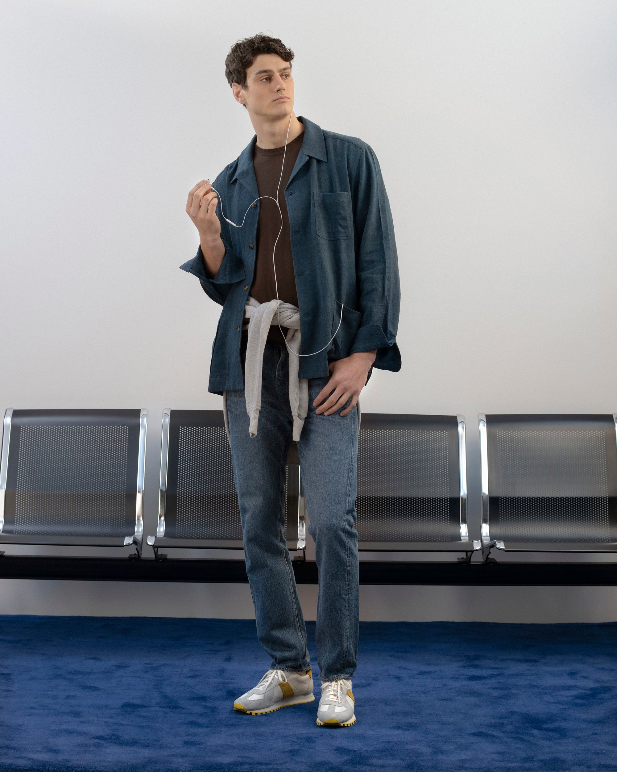 De Bonne Facture Belgian Wool Linen Painter's Jacket: Prussian Blue