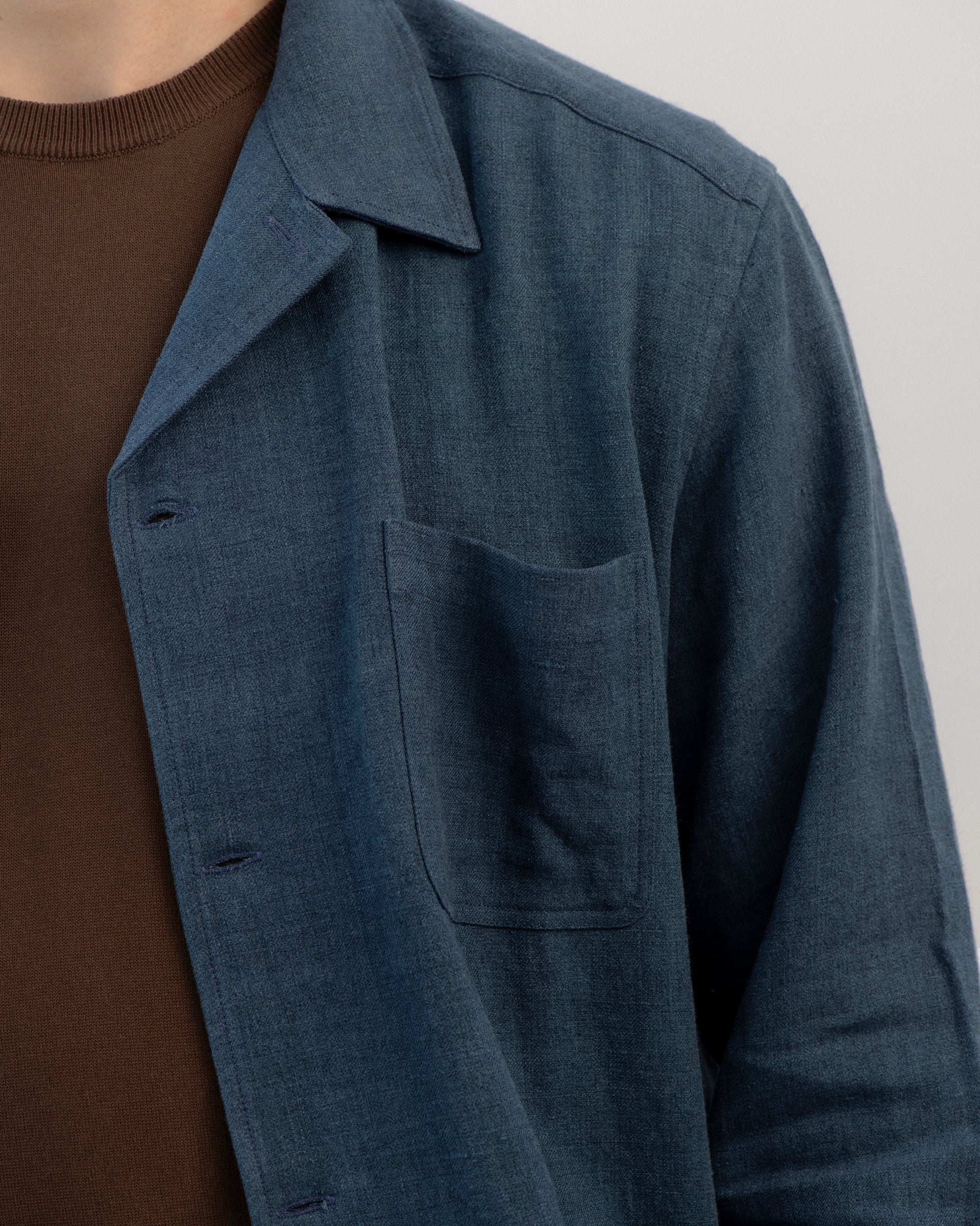 De Bonne Facture Belgian Wool Linen Painter's Jacket: Prussian Blue