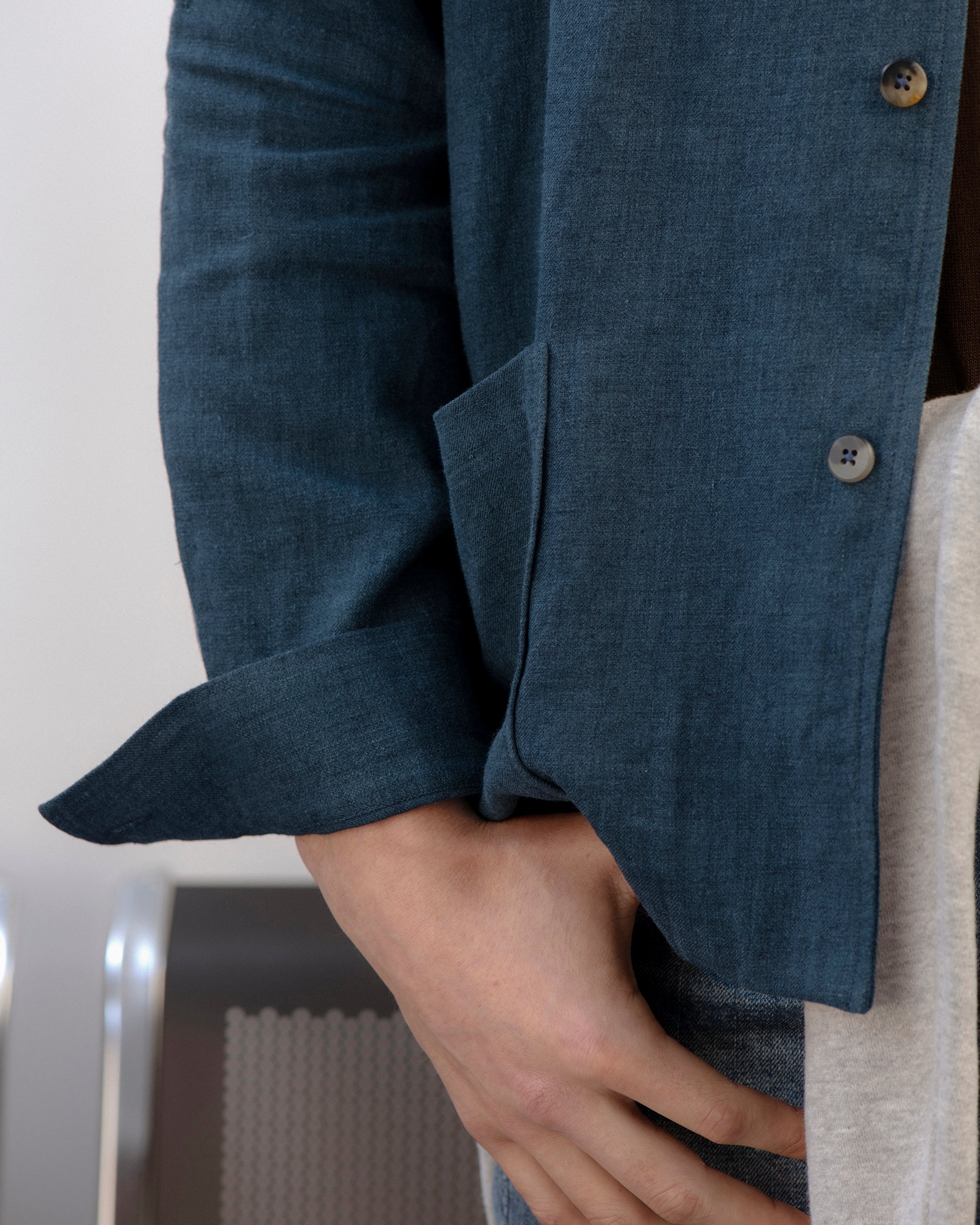 De Bonne Facture Belgian Wool Linen Painter's Jacket: Prussian Blue