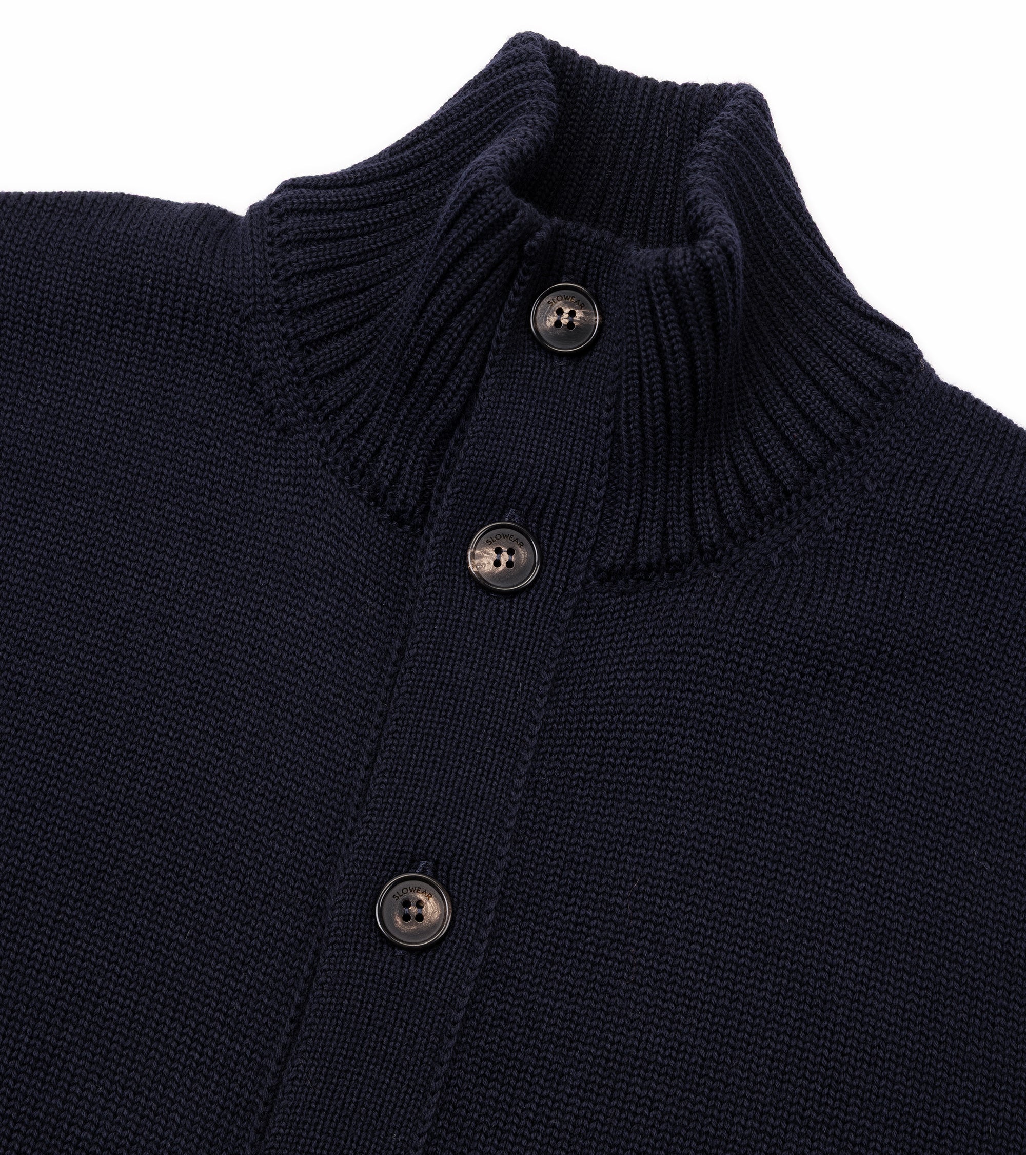 Zanone 7 Gauge Wool Cardigan: Navy
