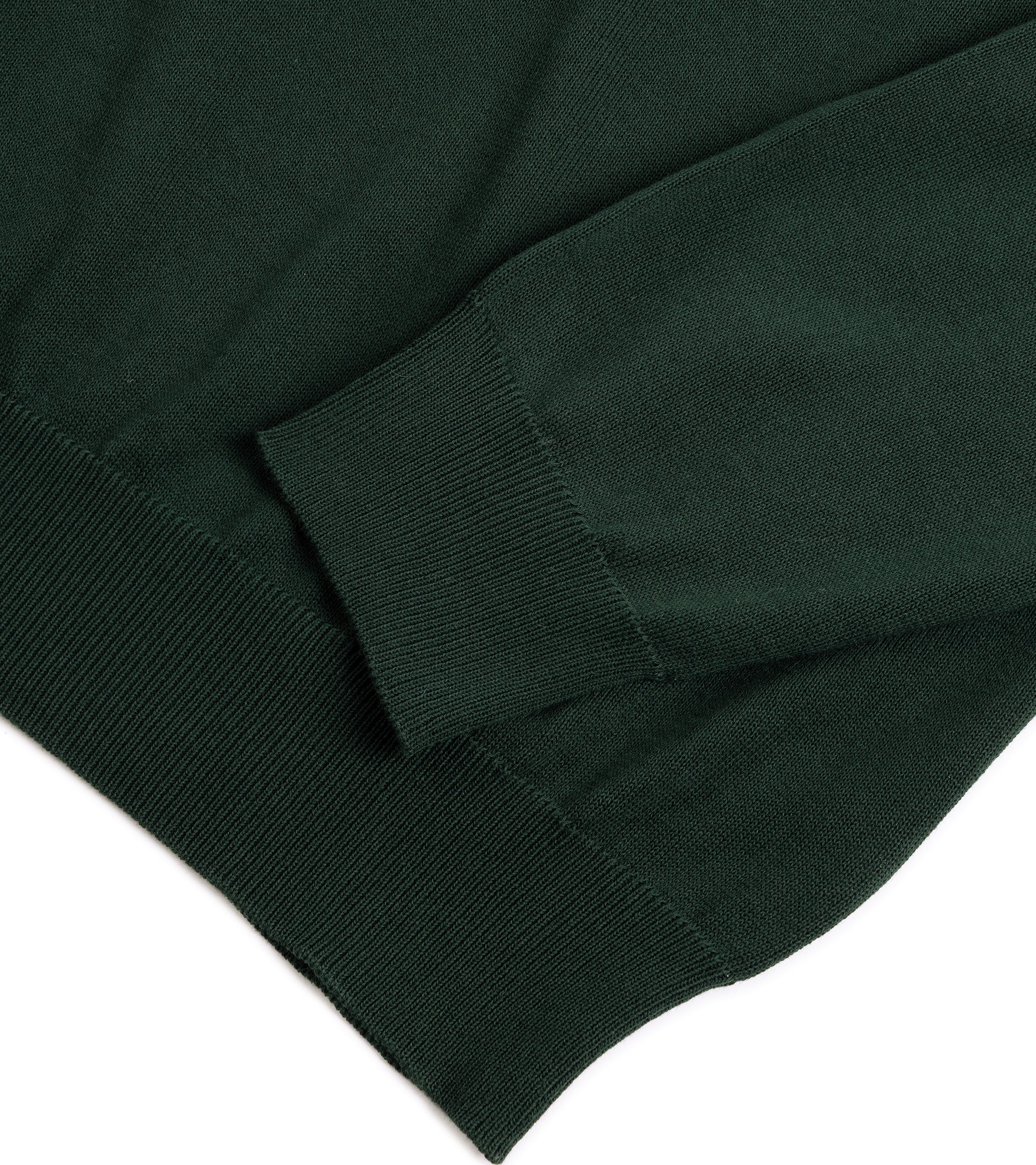 Zanone Cotton Crepe Long Sleeve Crew Neck Sweater: Forest Green