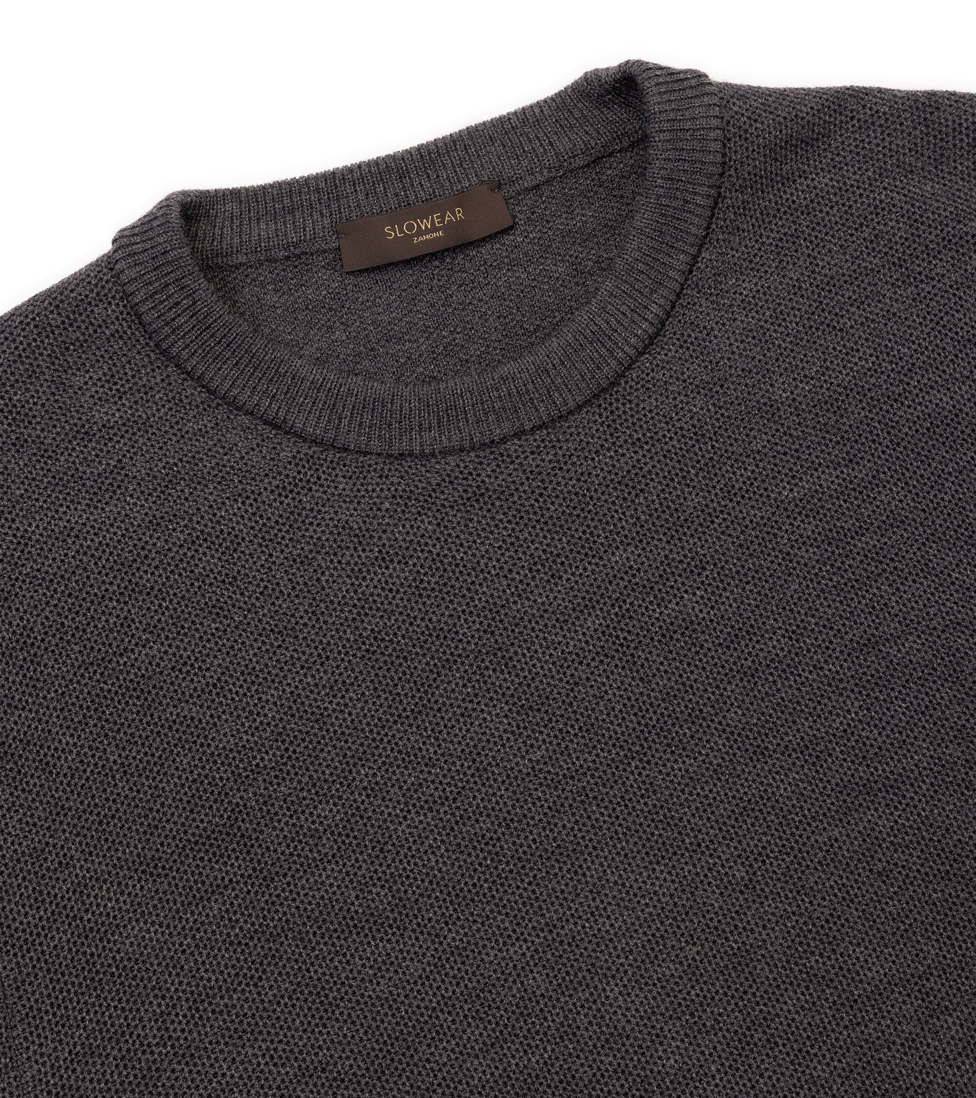 Zanone Wool Honeycomb Crew Neck Sweater: Grey