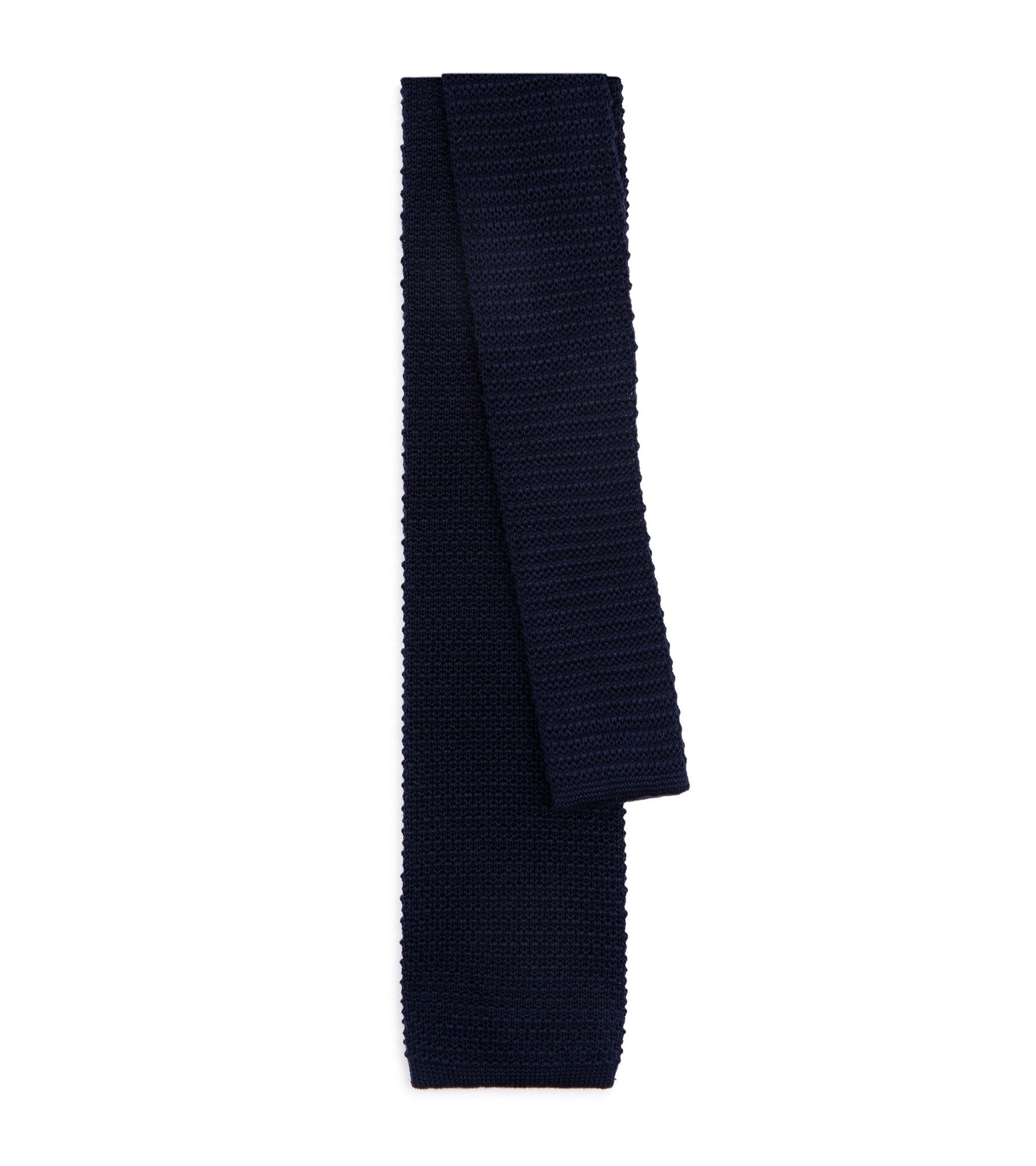 Bigi Wool Knit Tie: Navy - Trunk Clothiers