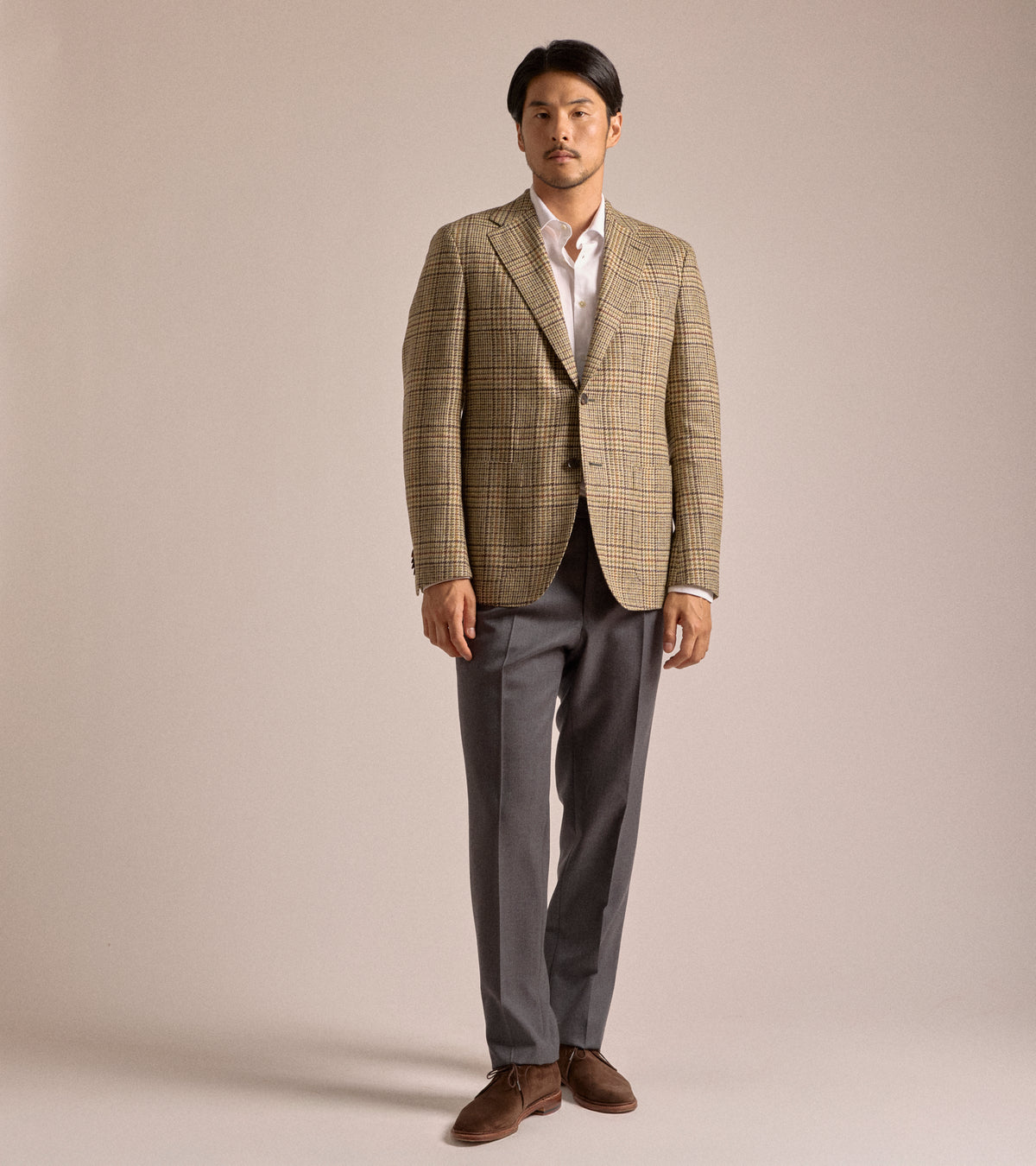Caruso Aida Wool Large Glencheck Jacket: Green