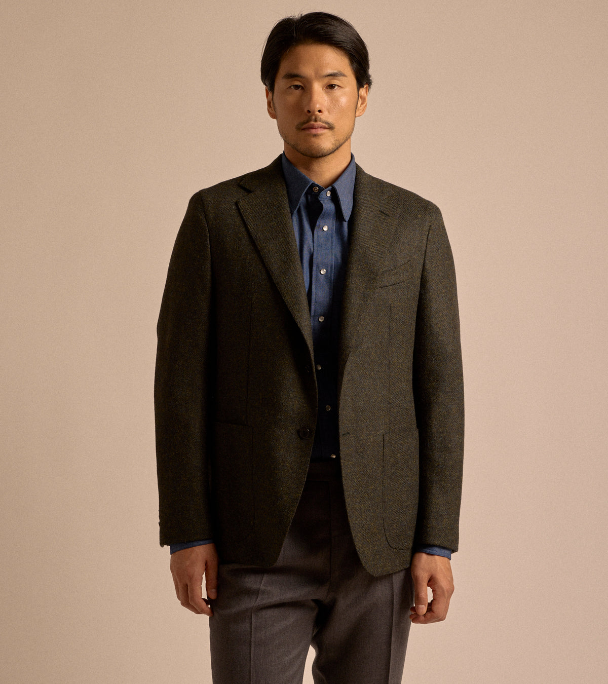 Caruso Aida English Shetland Wool Jacket: Green
