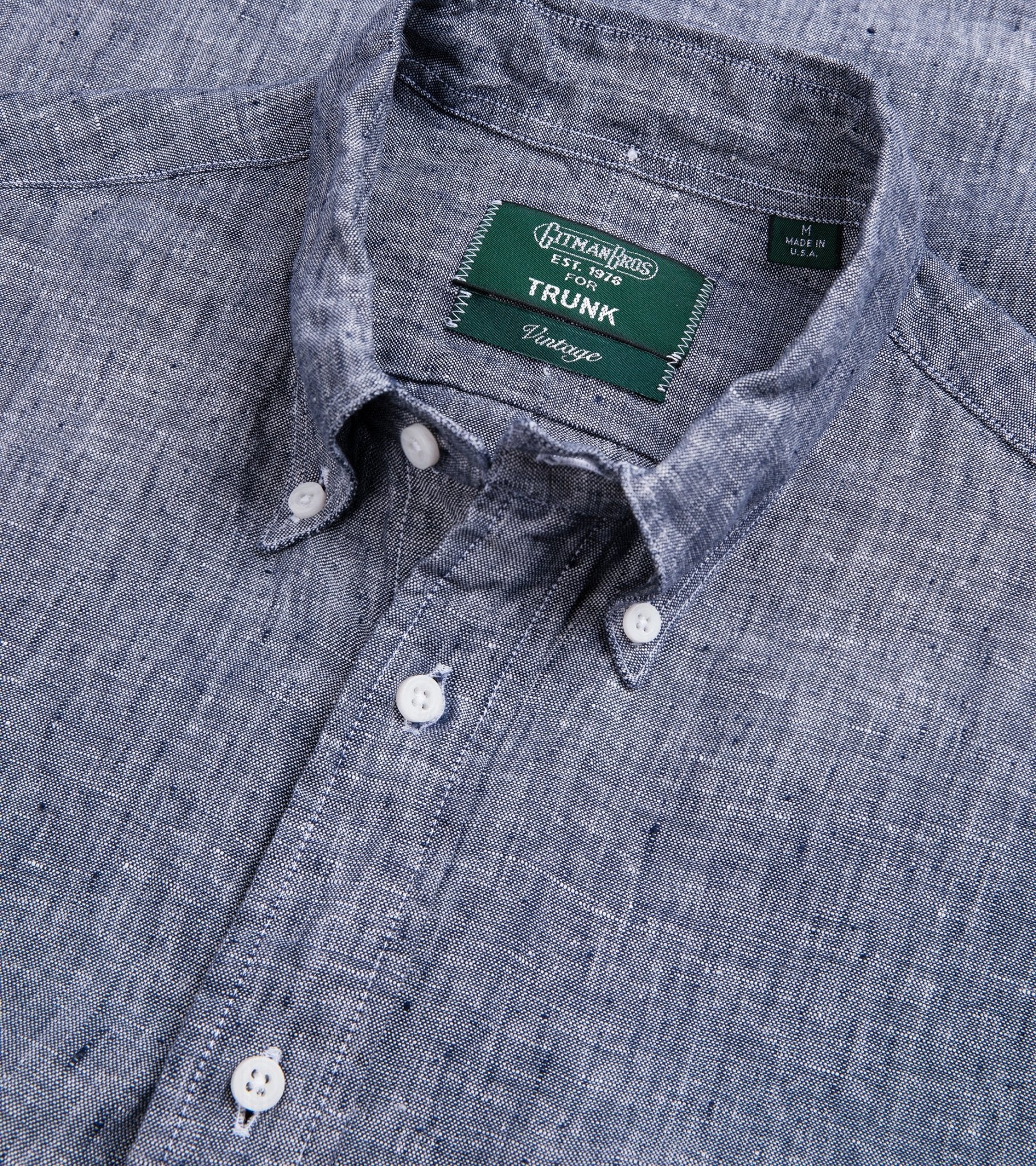 Gitman Vintage Slubby Japanese Linen Button Down Shirt: Navy - Trunk Clothiers