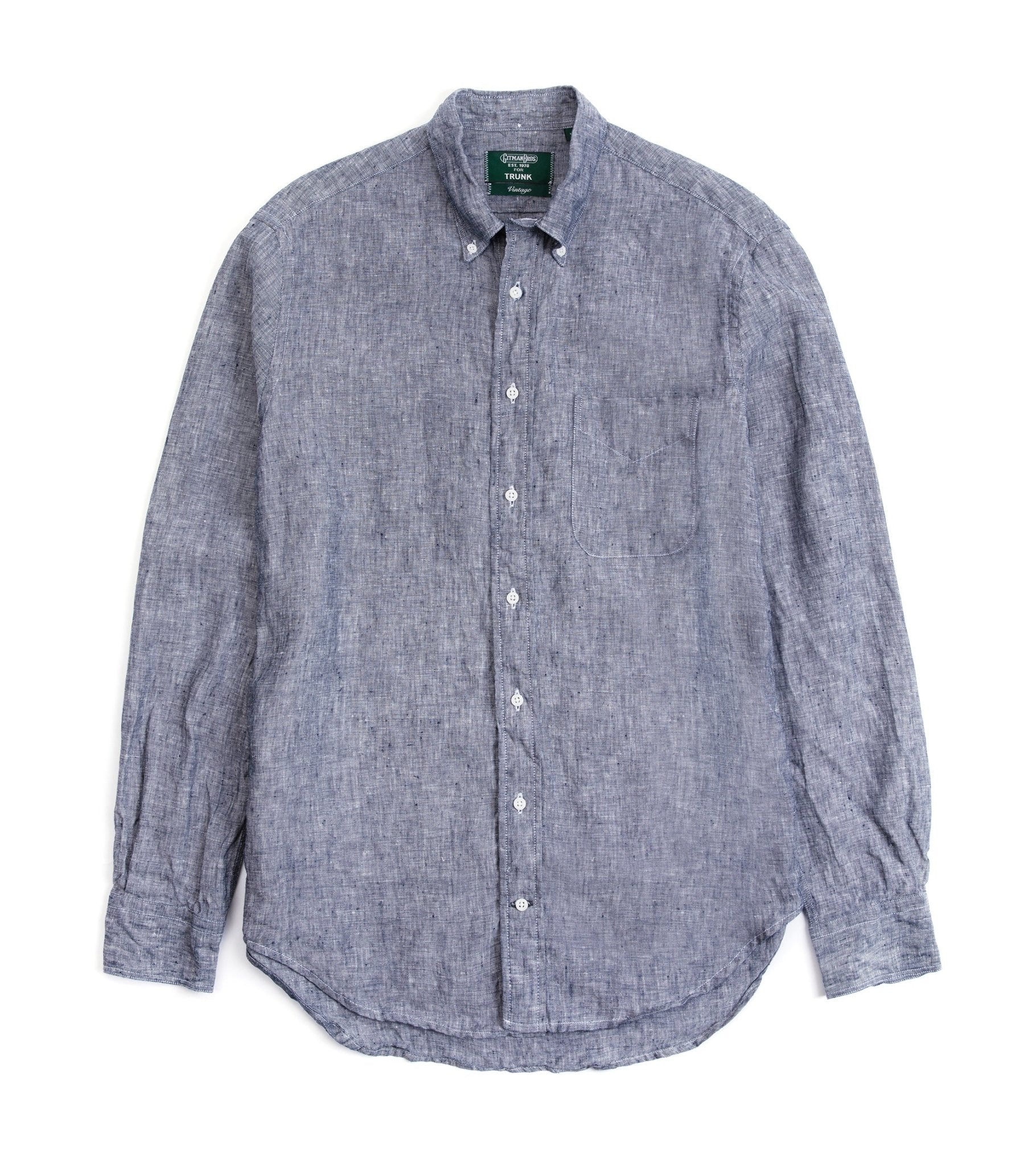 Gitman Vintage Slubby Japanese Linen Button Down Shirt: Navy - Trunk Clothiers