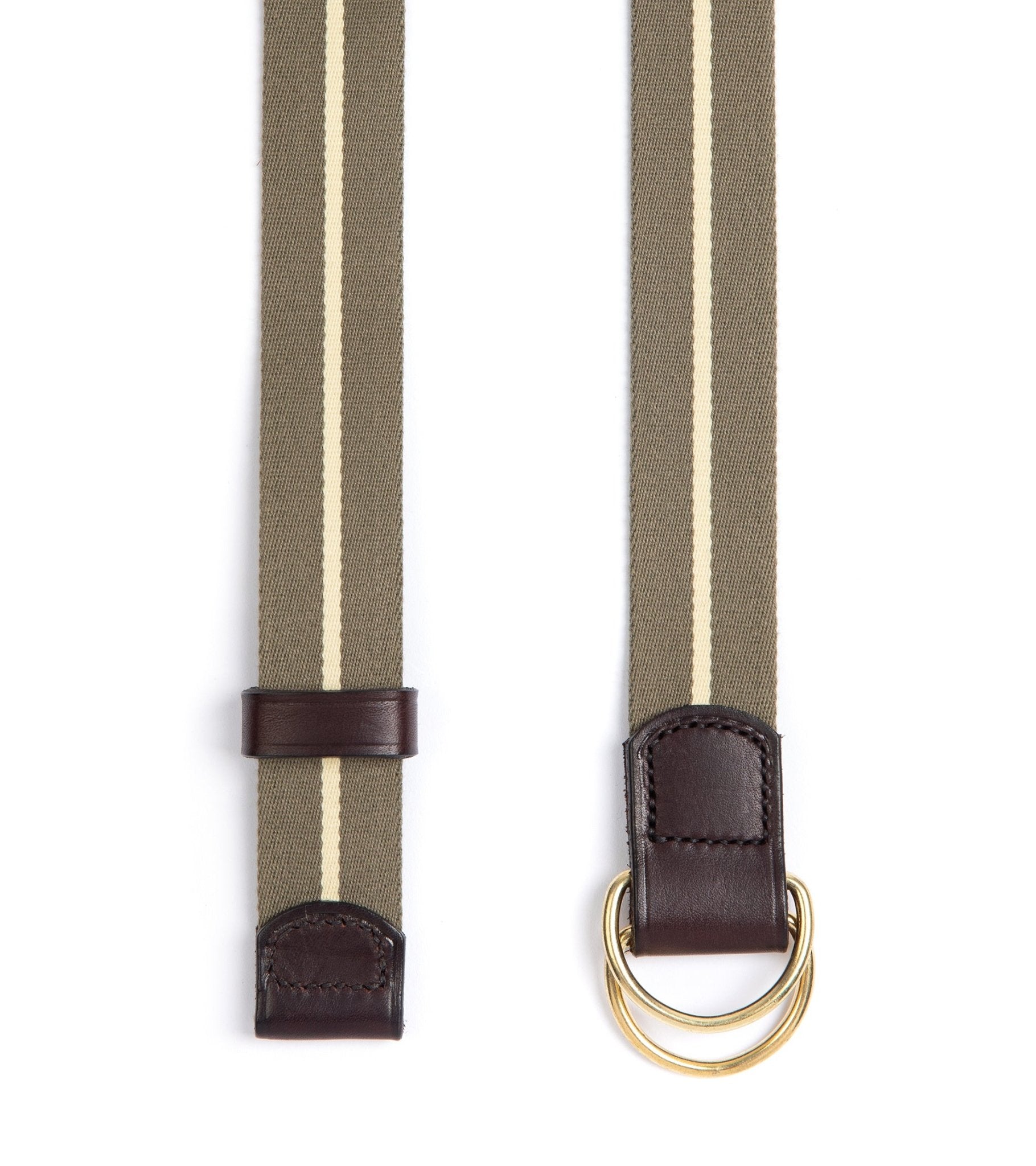 Hardy & Parsons D-Ring Canvas Belt: Olive Stripe - Trunk Clothiers