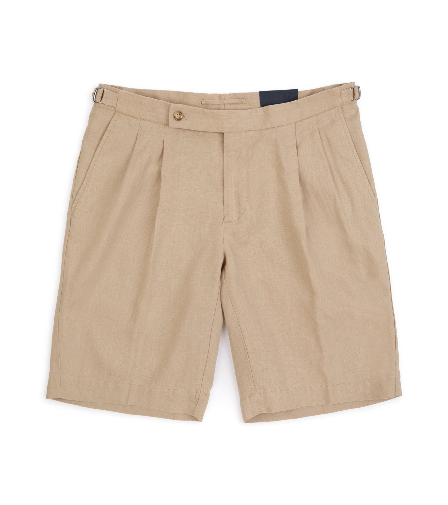 Incotex Linen Pleated Shorts: Tan - Trunk Clothiers