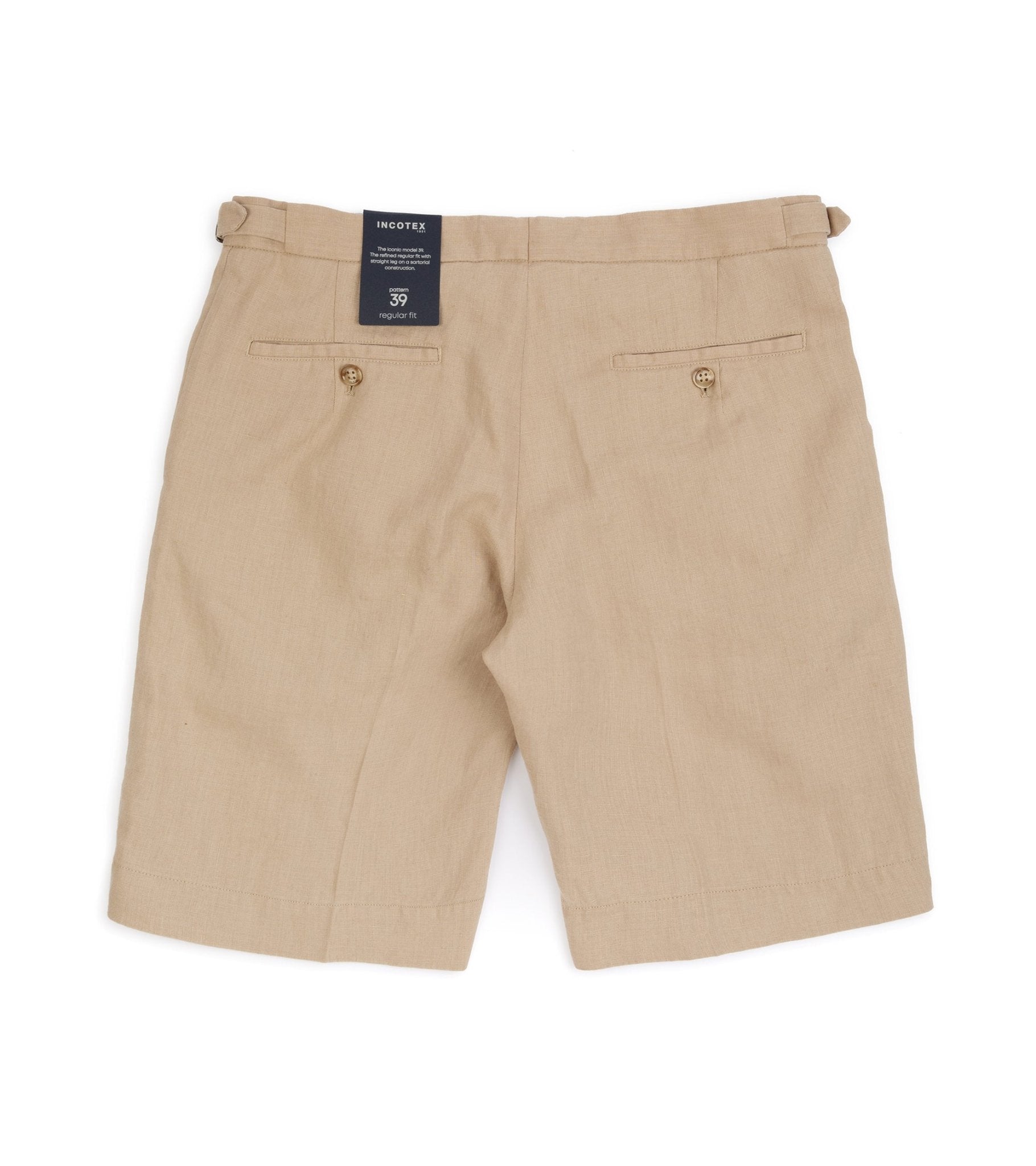 Incotex Linen Pleated Shorts: Tan - Trunk Clothiers
