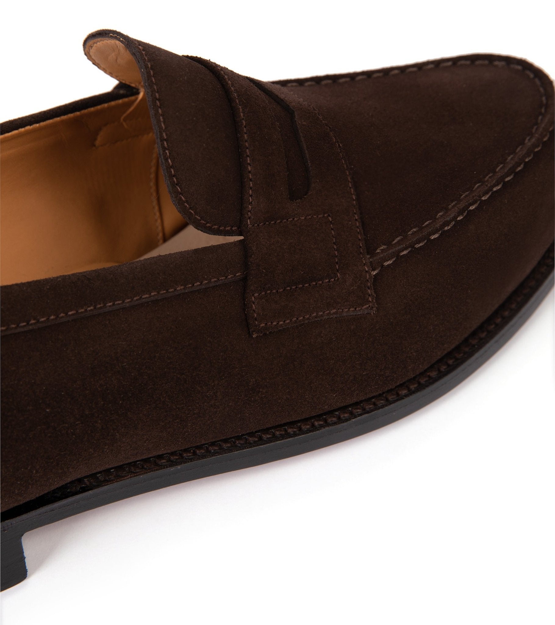 J.M. Weston Calfskin Suede 180 Loafer: Brown - Trunk Clothiers