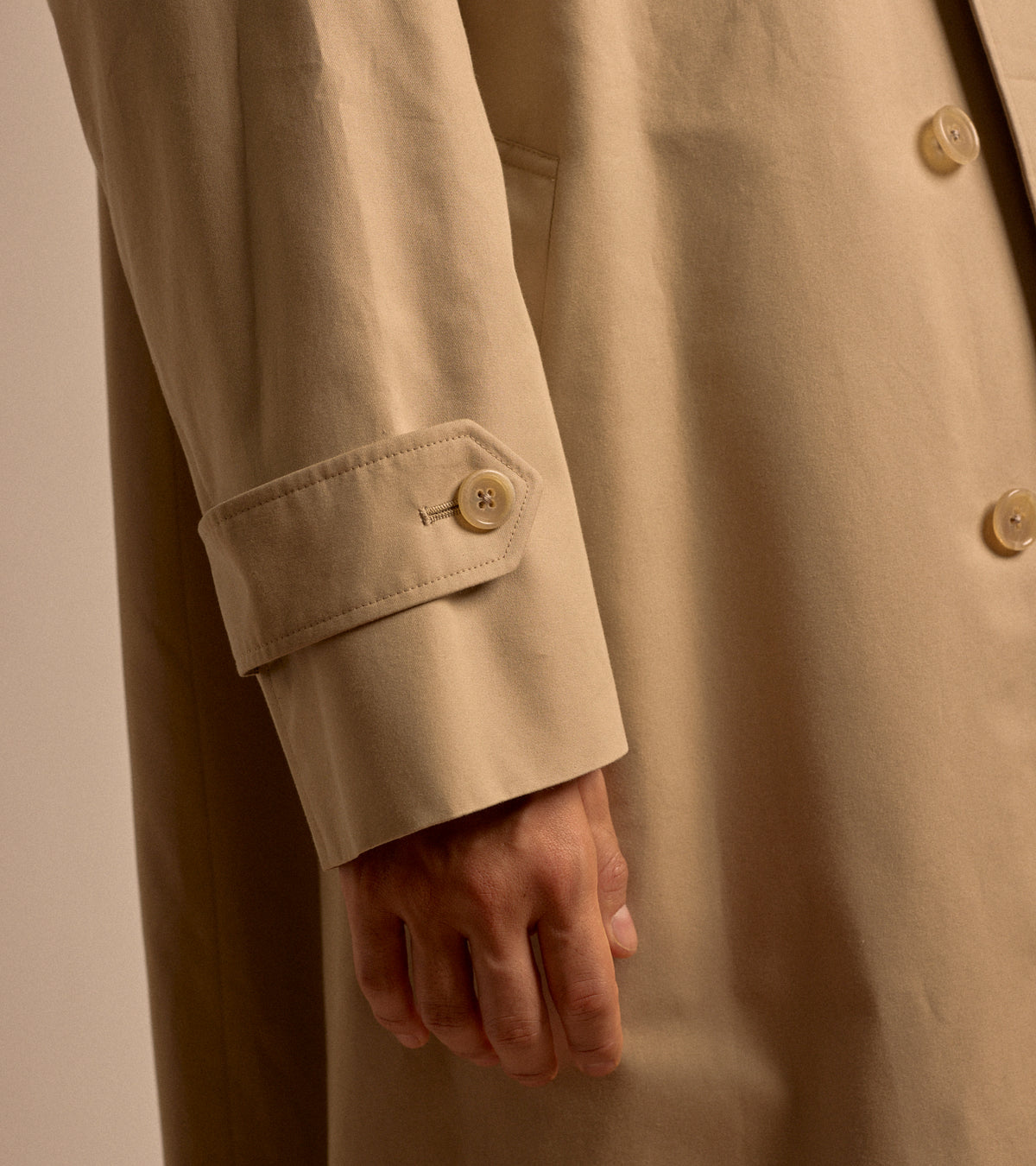 Sanyo 100 Year Lightweight Gabardine Balmacaan Coat: Beige