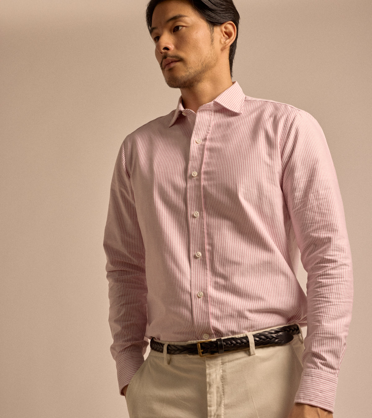 Salvatore Piccolo Striped Cotton Oxford Shirt: Red