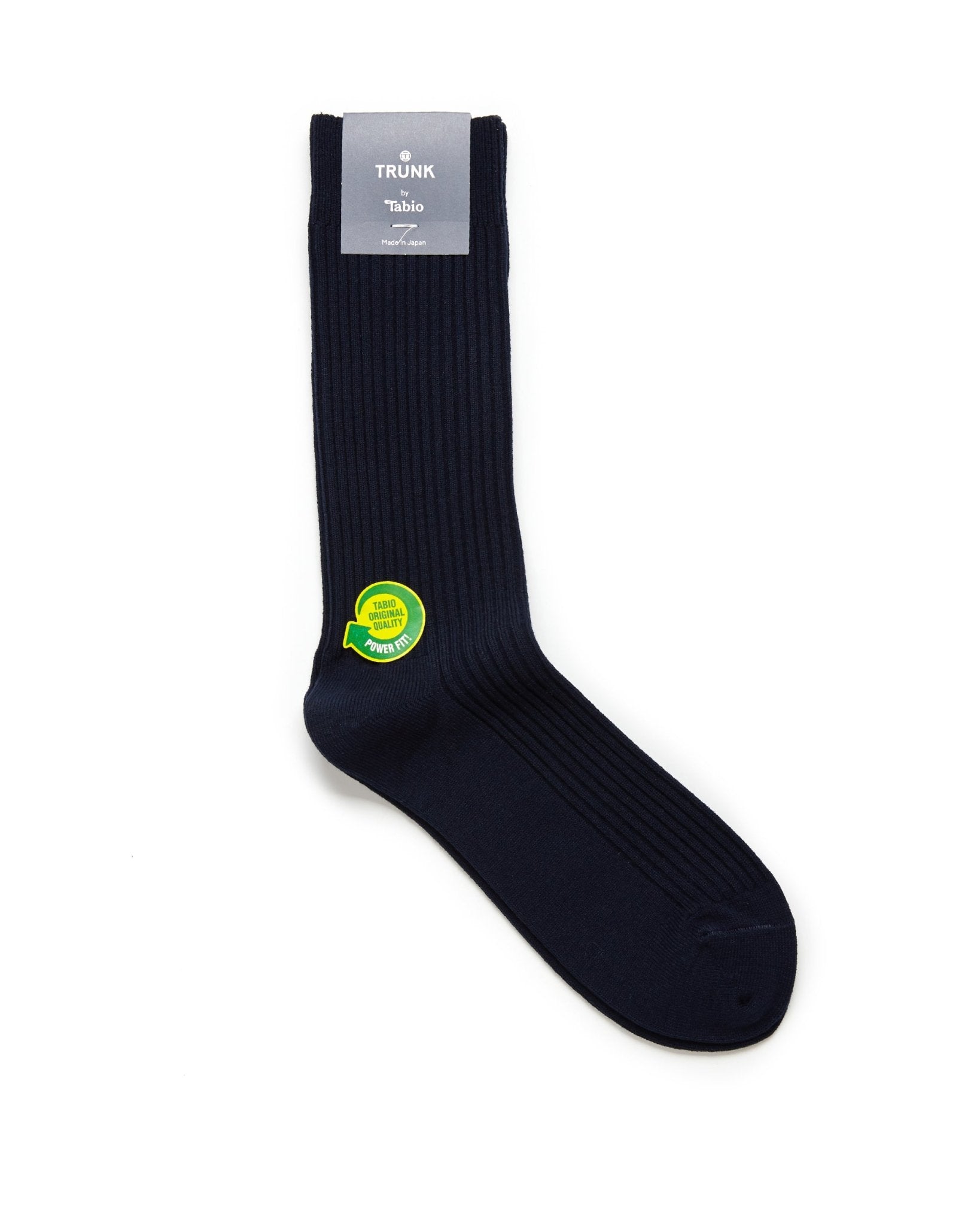 Tabio Power Fit Crew Socks: Navy - Trunk Clothiers