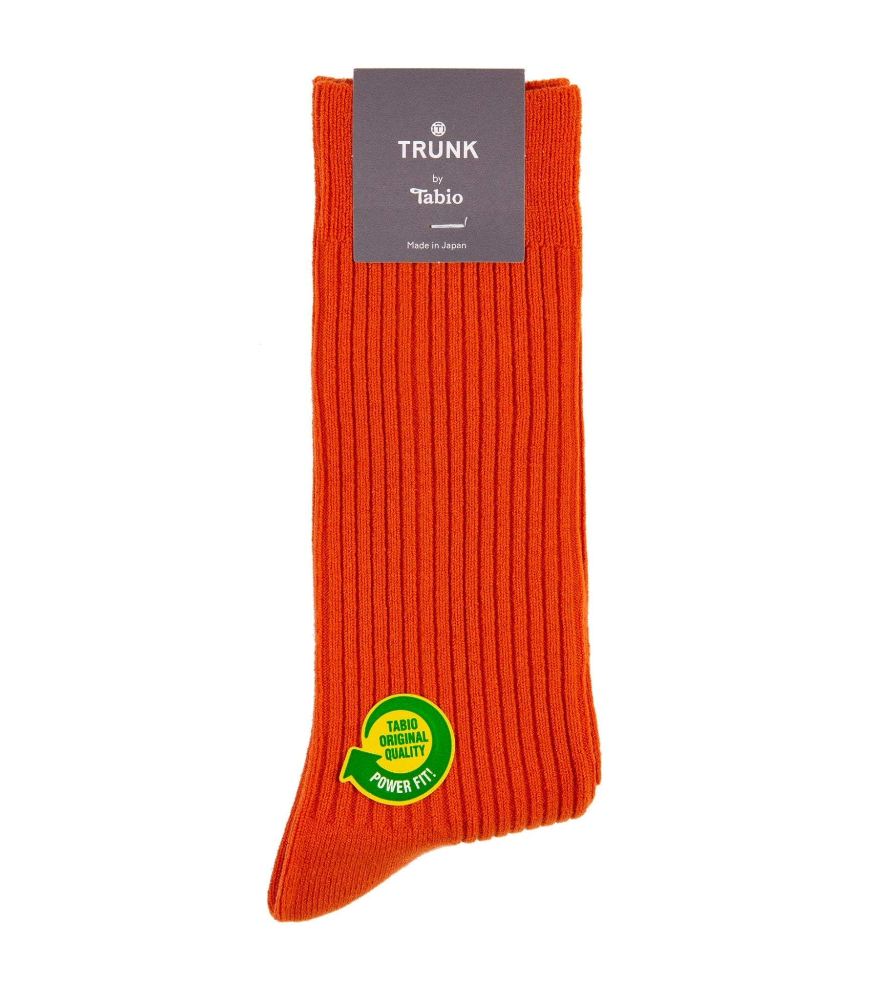 Tabio Power Fit Crew Socks: Orange - Trunk Clothiers