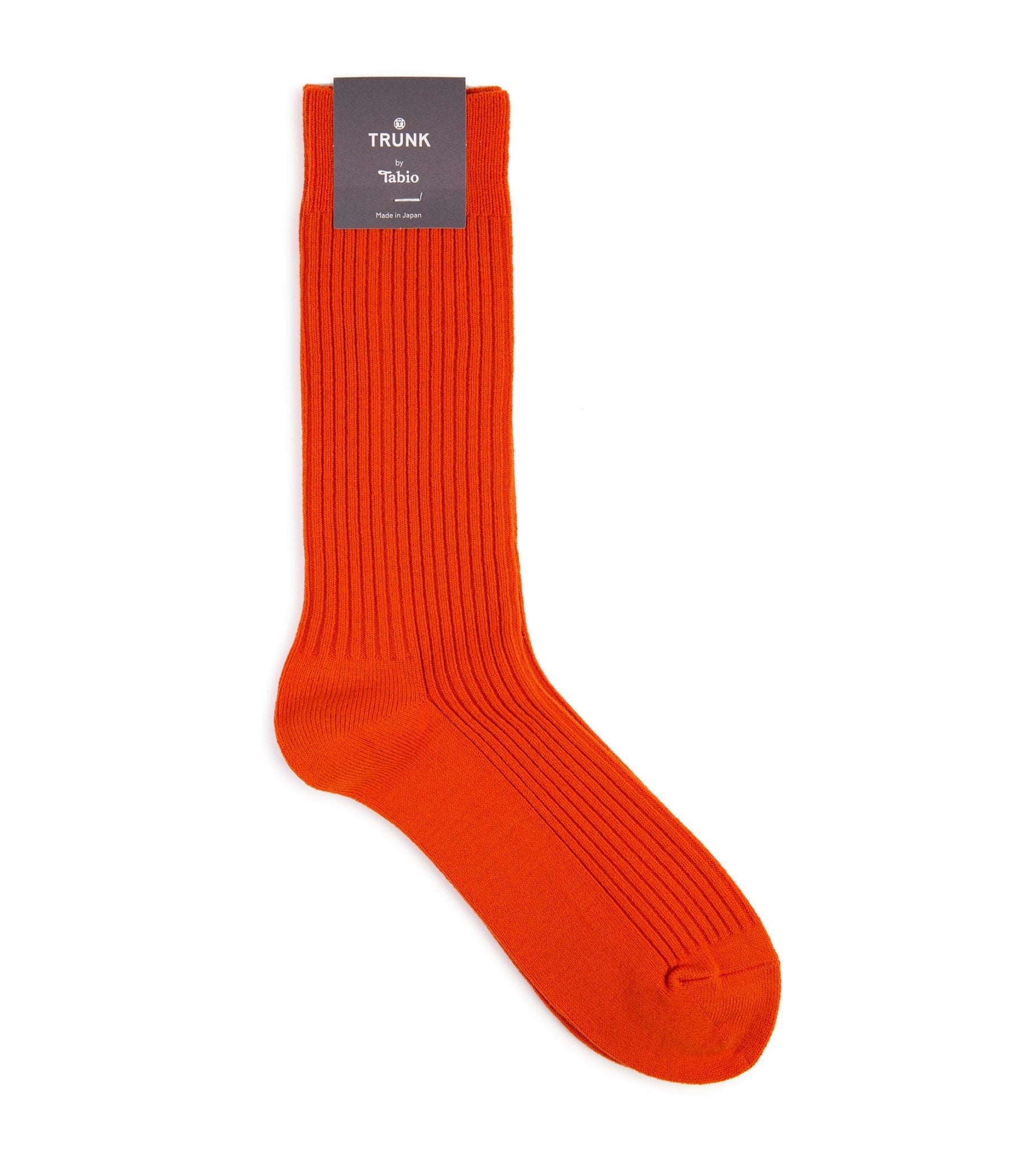 Tabio Power Fit Crew Socks: Orange - Trunk Clothiers