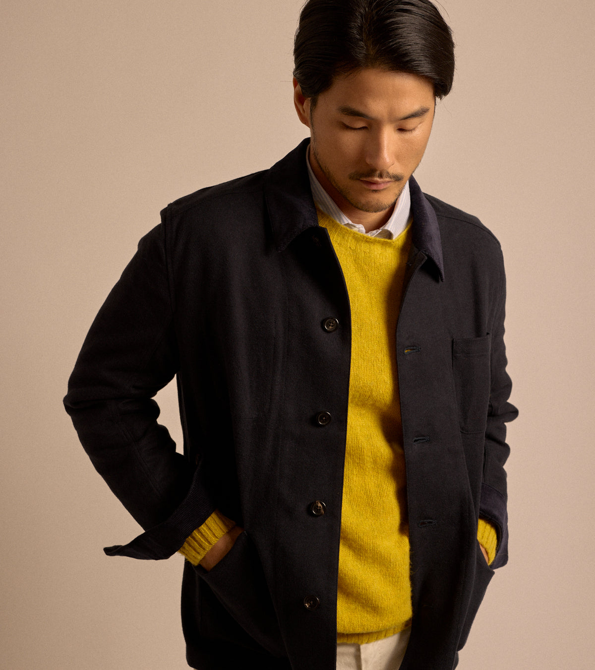 Trunk Coleman Brushed Japanese Cotton Jacket: Navy