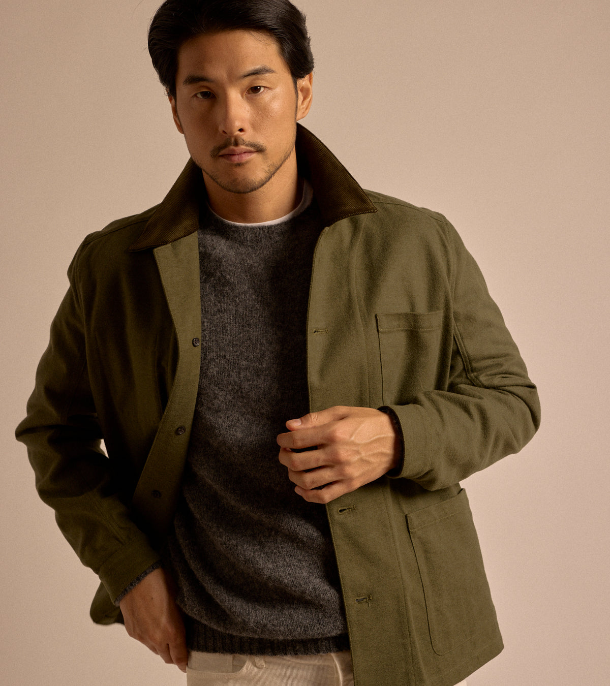 Trunk Coleman Brushed Japanese Cotton Jacket: Olive