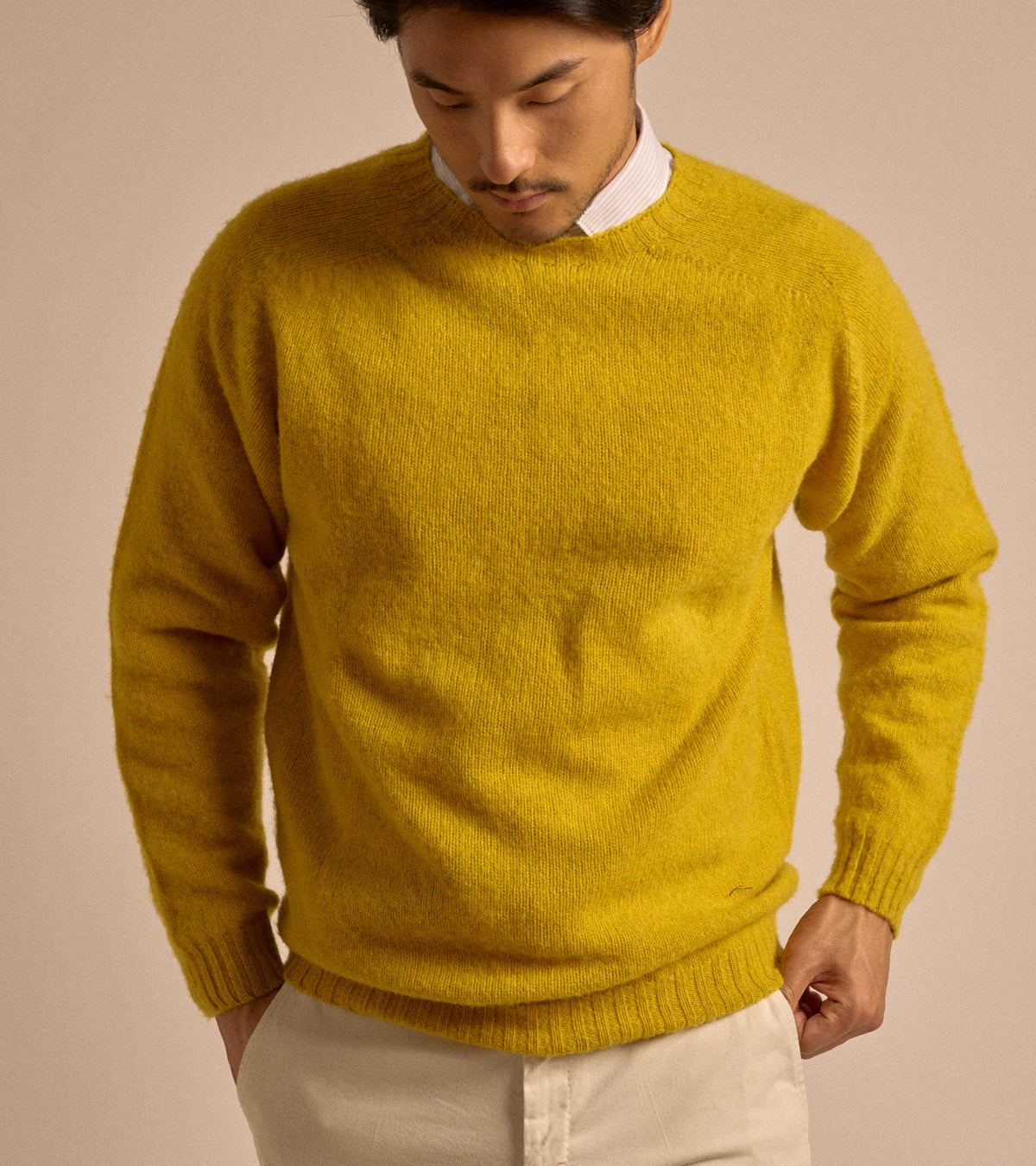 Trunk Goswell Brushed Lambswool Crew Neck Sweater: Citrus
