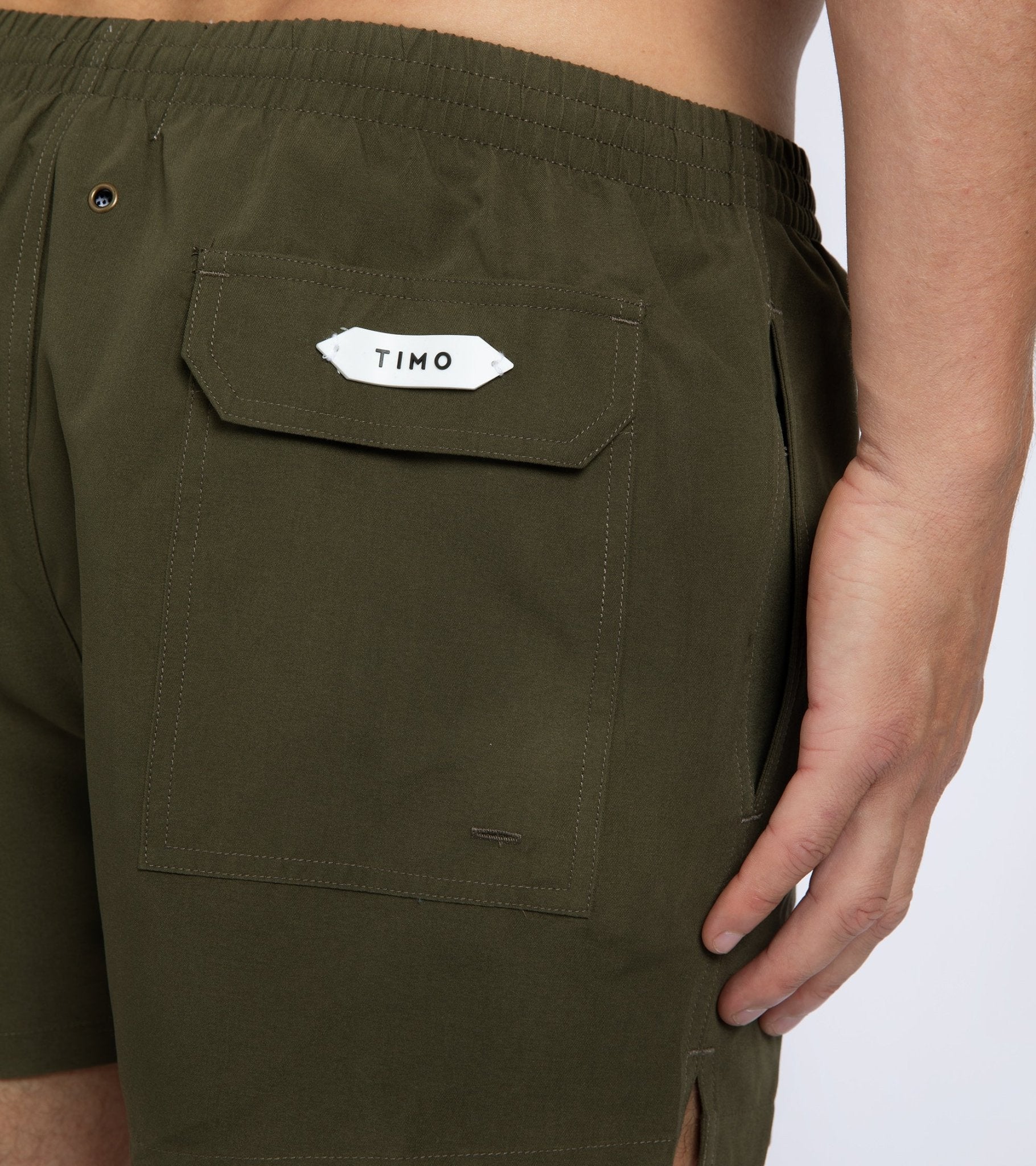 Timo Prep Nylon Swim Shorts: Olive - Trunk Clothiers