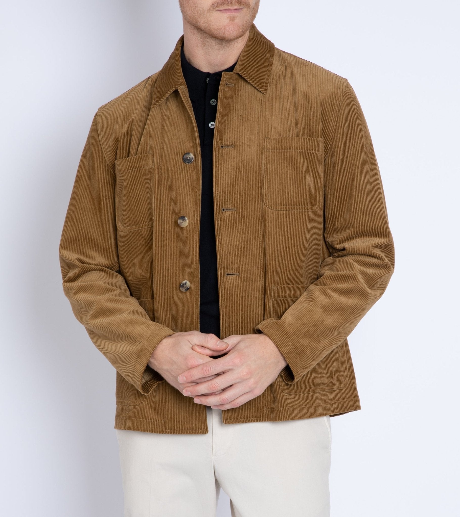 Trunk Aldford Corduroy Chore Jacket: Tan - Trunk Clothiers