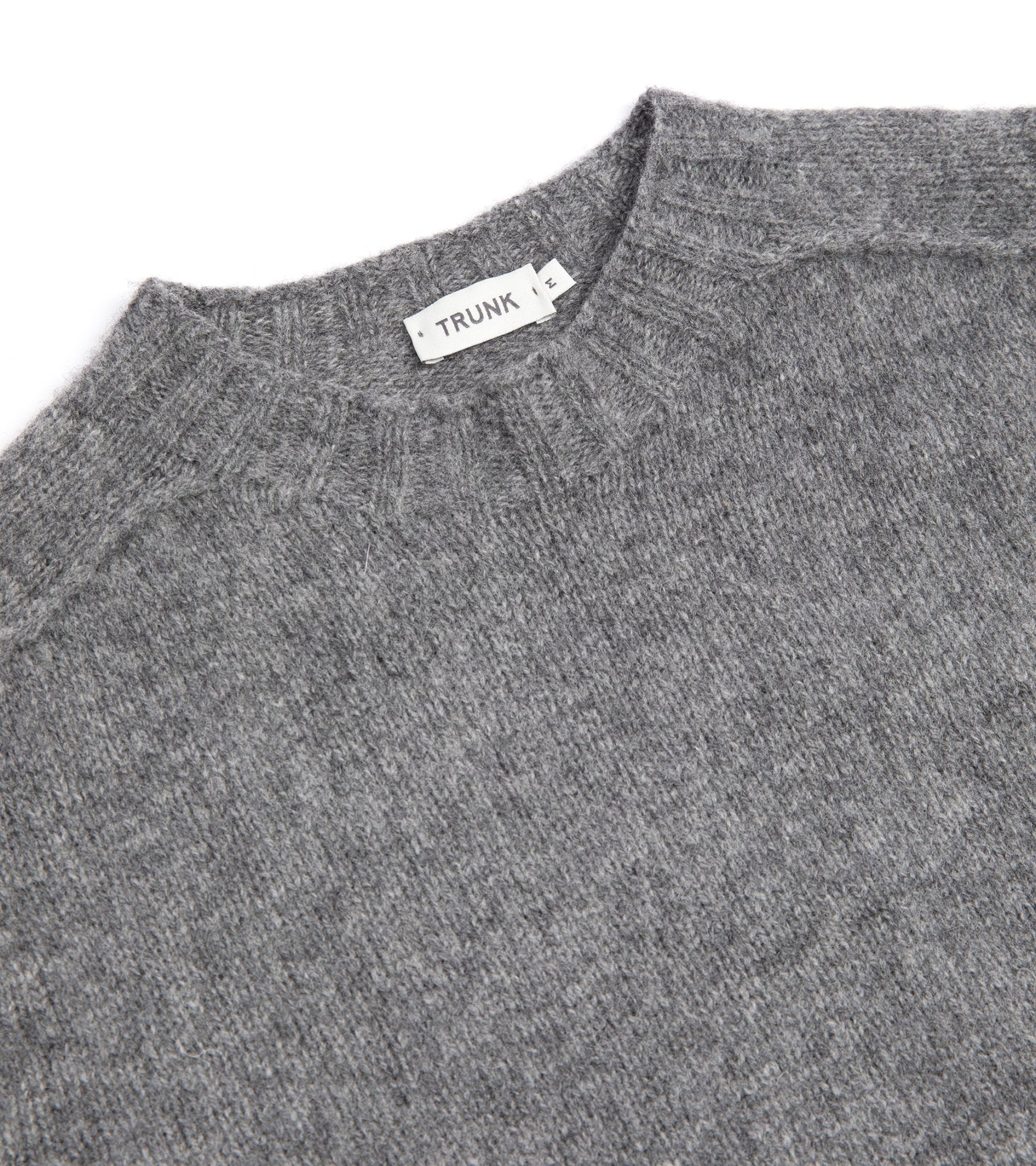 Trunk Berwick Brushed Shetland Crew Sweater: Dark Grey - Trunk Clothiers