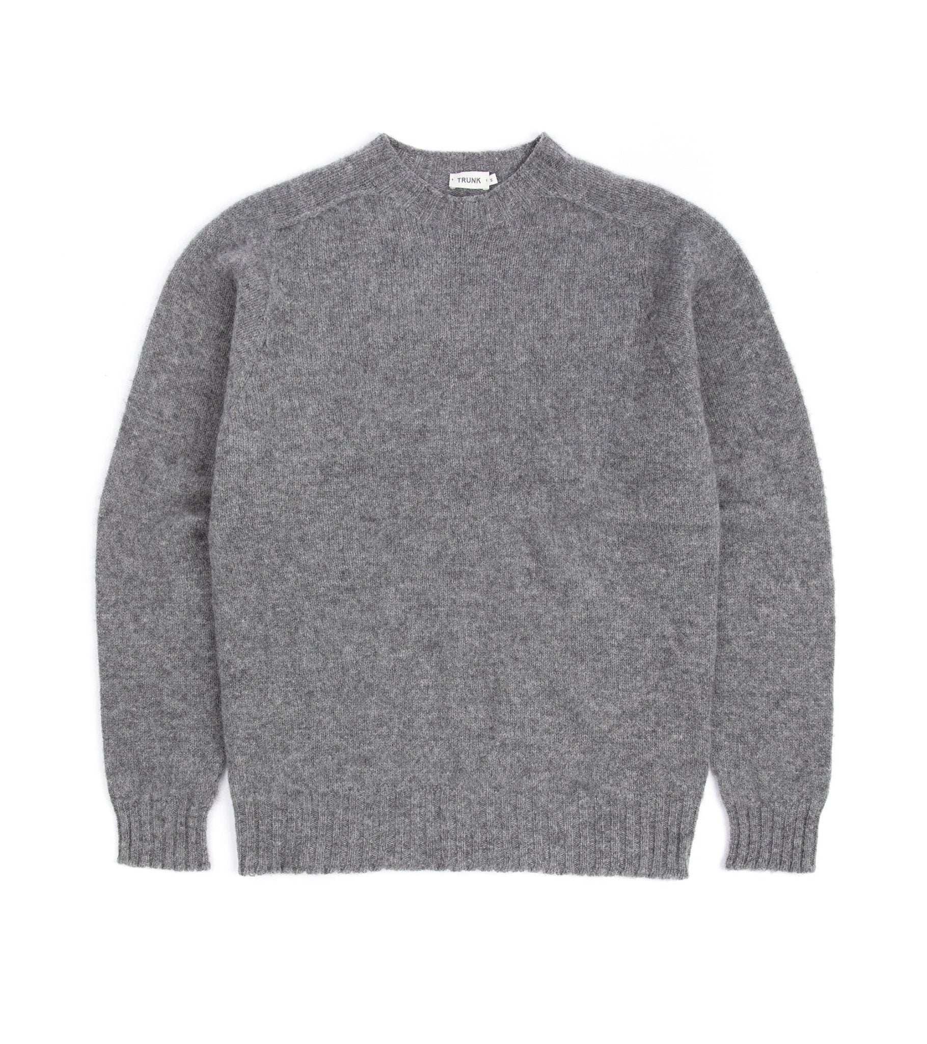 Trunk Berwick Brushed Shetland Crew Sweater: Dark Grey - Trunk Clothiers