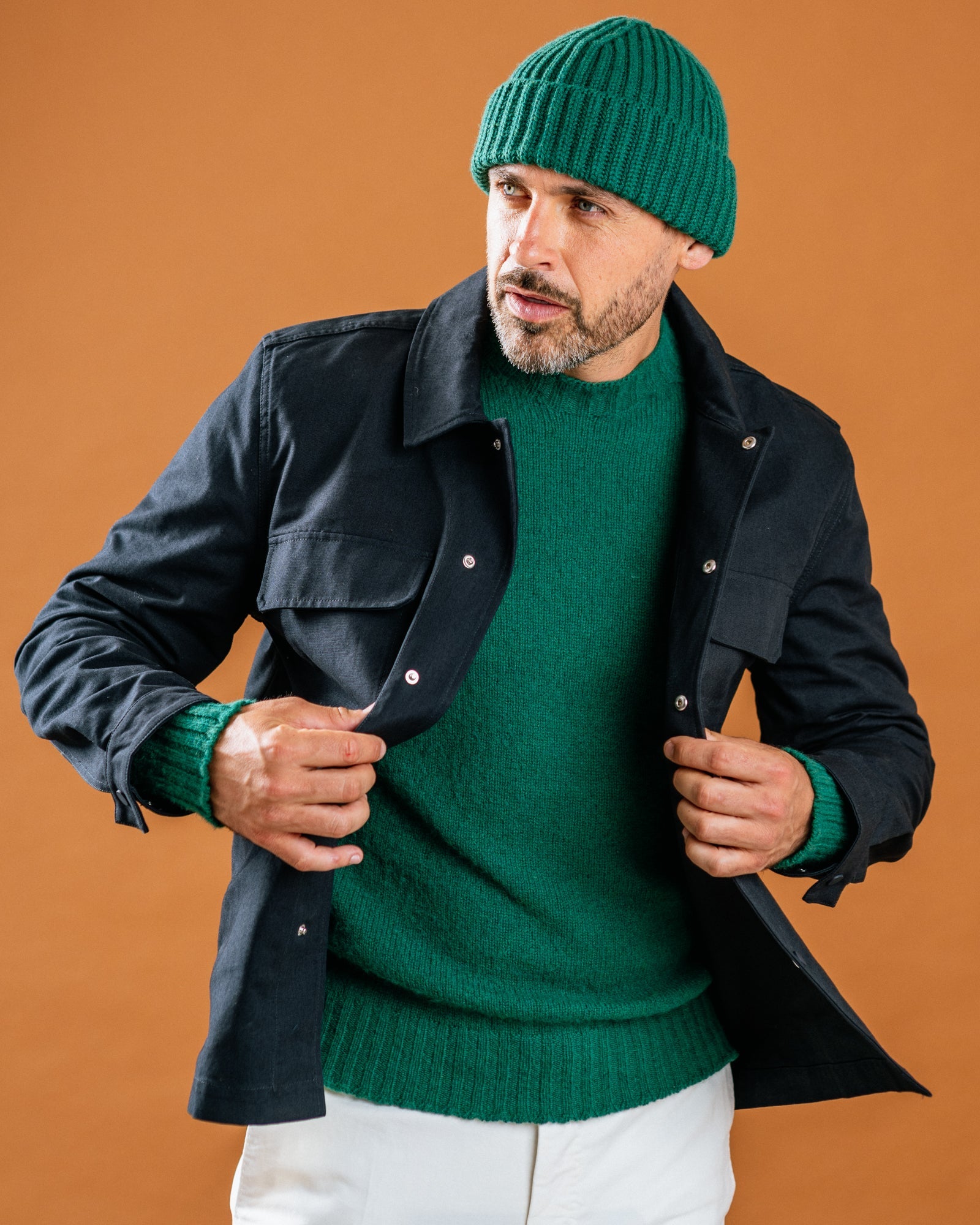 Trunk Berwick Brushed Shetland Crew Sweater: Malachite Green - Trunk Clothiers