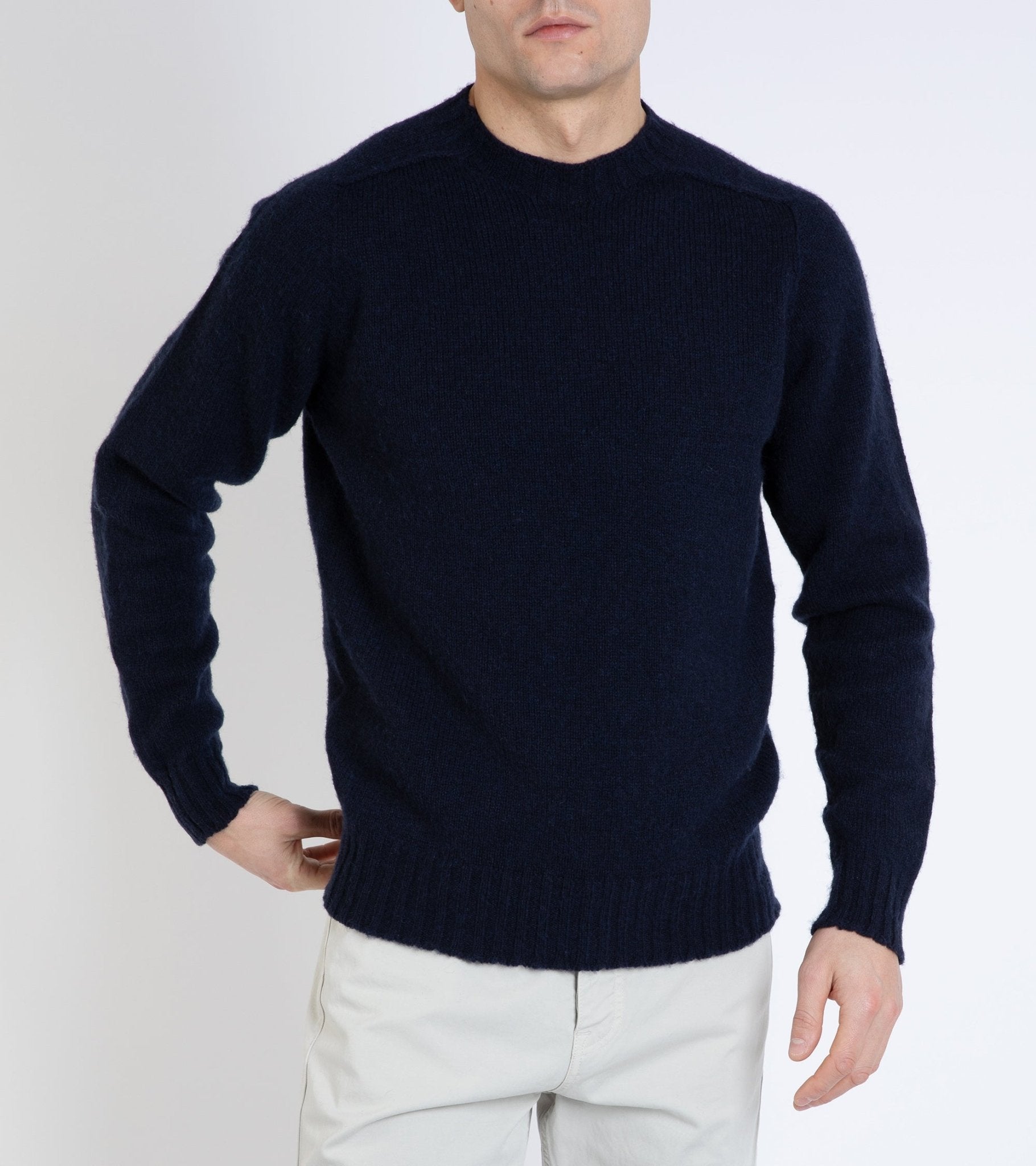 Trunk Berwick Brushed Shetland Crew Sweater: Navy - Trunk Clothiers