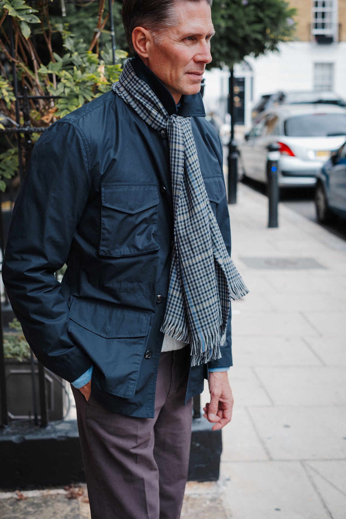 Trunk Blandford Waxed Cotton Field Jacket: Navy