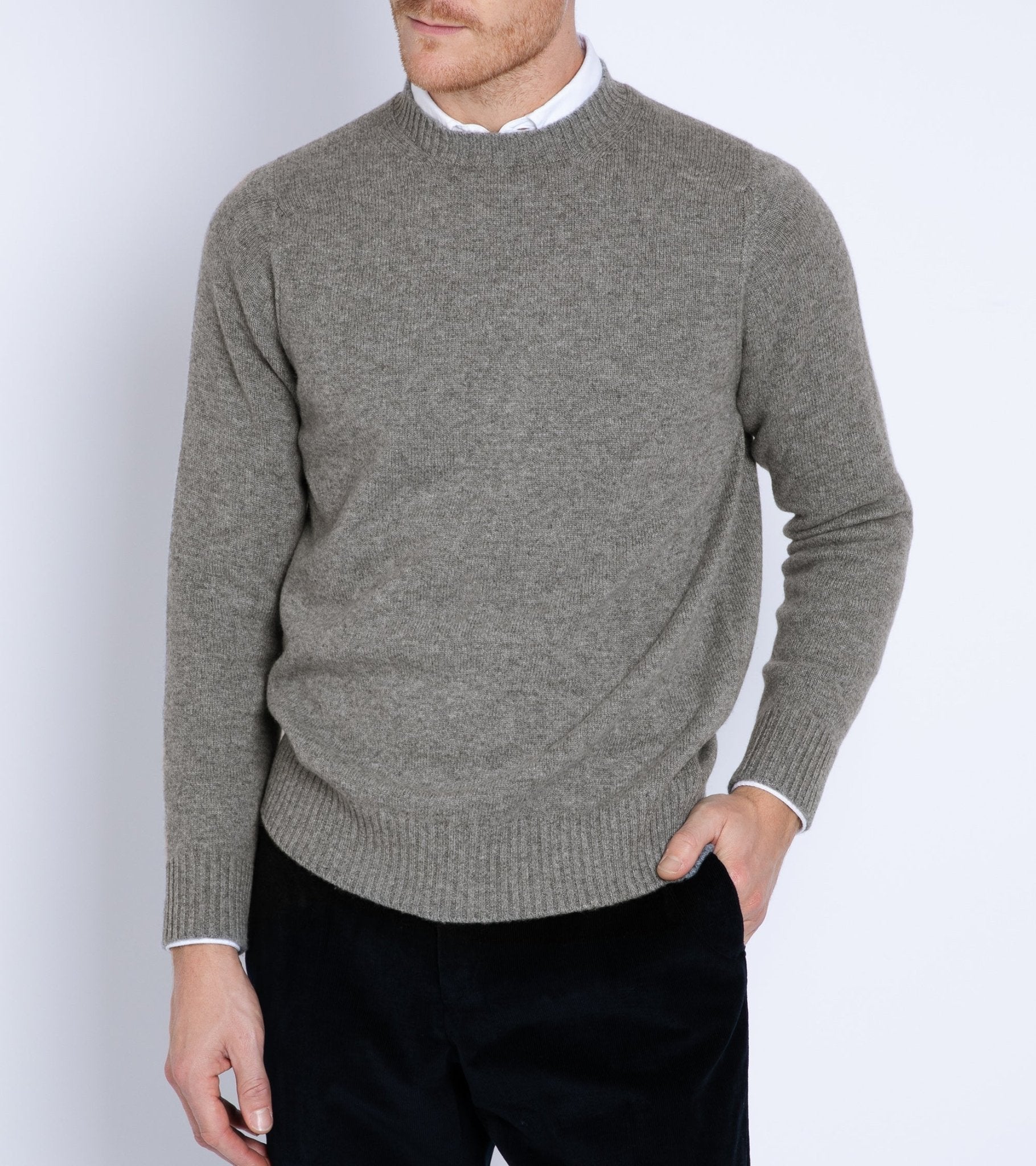 Trunk Crawford Cashmere Crew Neck Sweater: Grey Flannel - Trunk Clothiers
