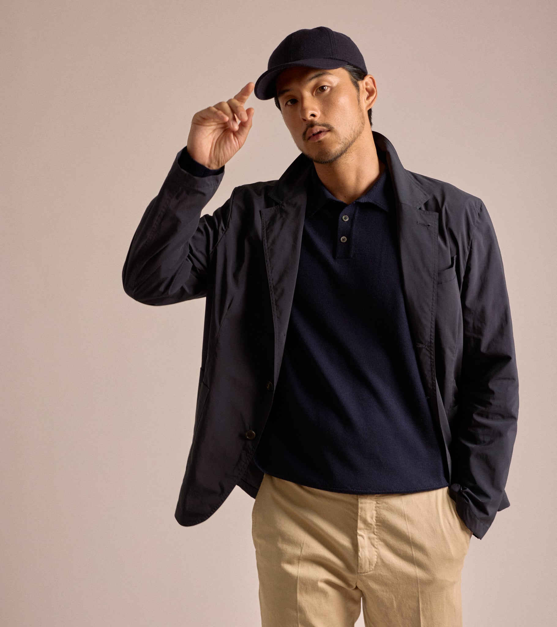 Trunk Culcross Japanese Nylon Showerproof Jacket: Navy