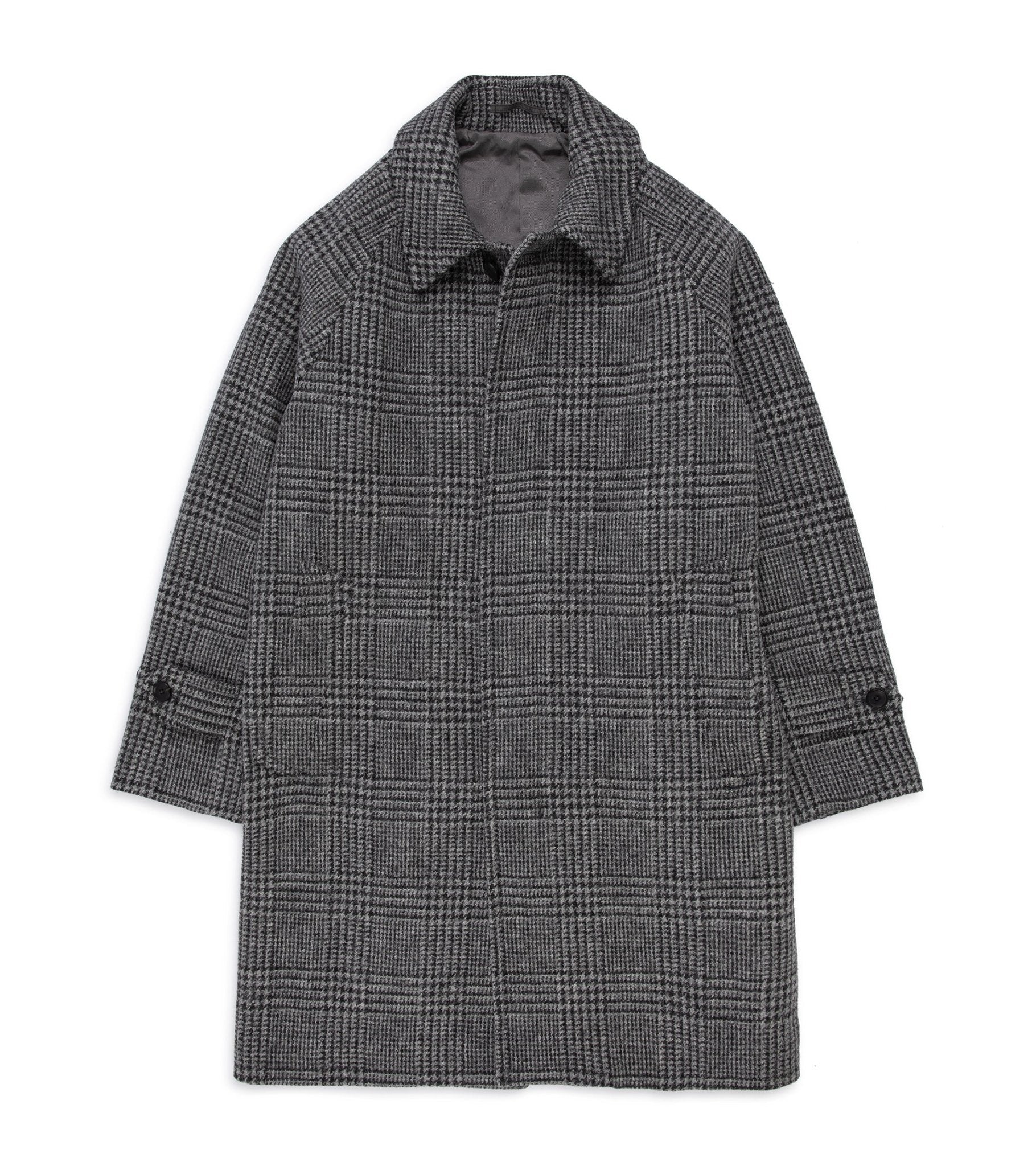 Trunk Devonshire Prince of Wales Harris Tweed Overcoat: Grey - Trunk Clothiers
